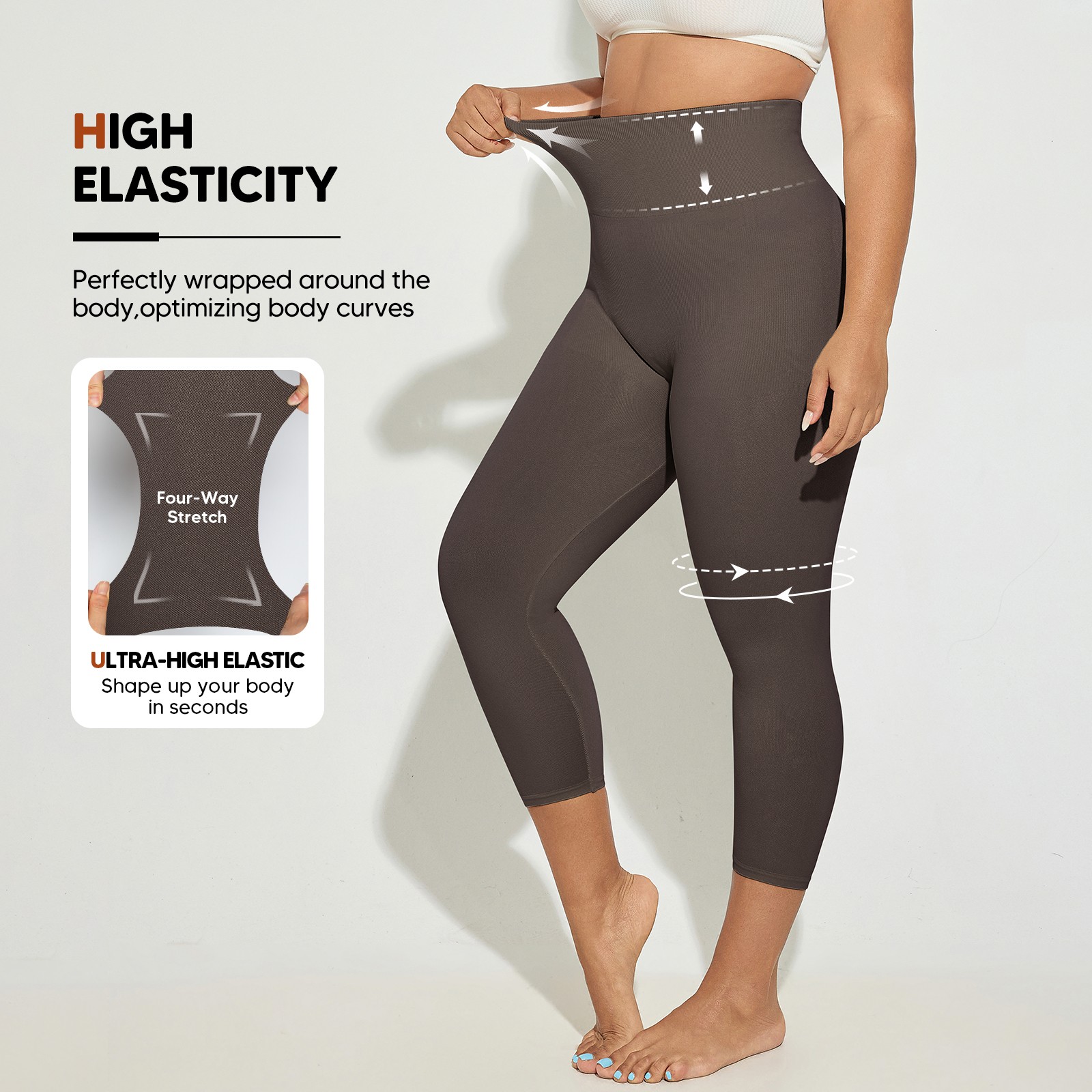 Plus Size Slimming Anti Cellulite Compression Leggings Leg Shaper High Waist US