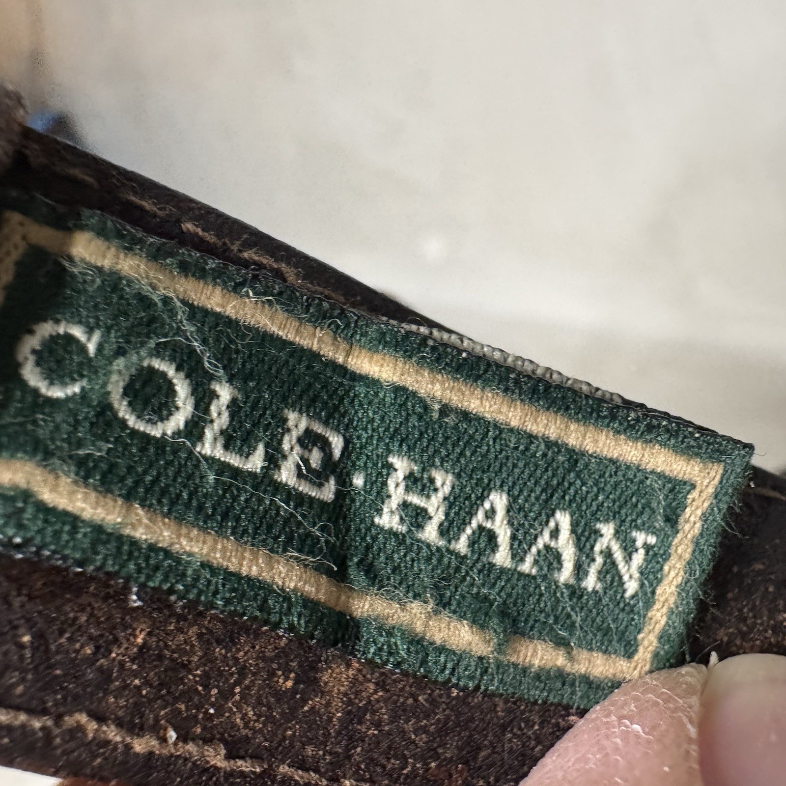 Vtg Cole Haan Braided Leather Belt Men’s 46 Made in USA Brown Woven Brass 1”