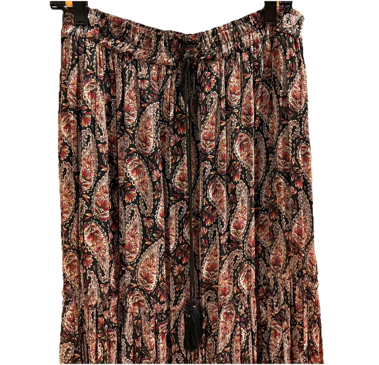ZARA Boho Multicolor Tiered Paisley and Floral Chiffon Maxi Skirt Size M