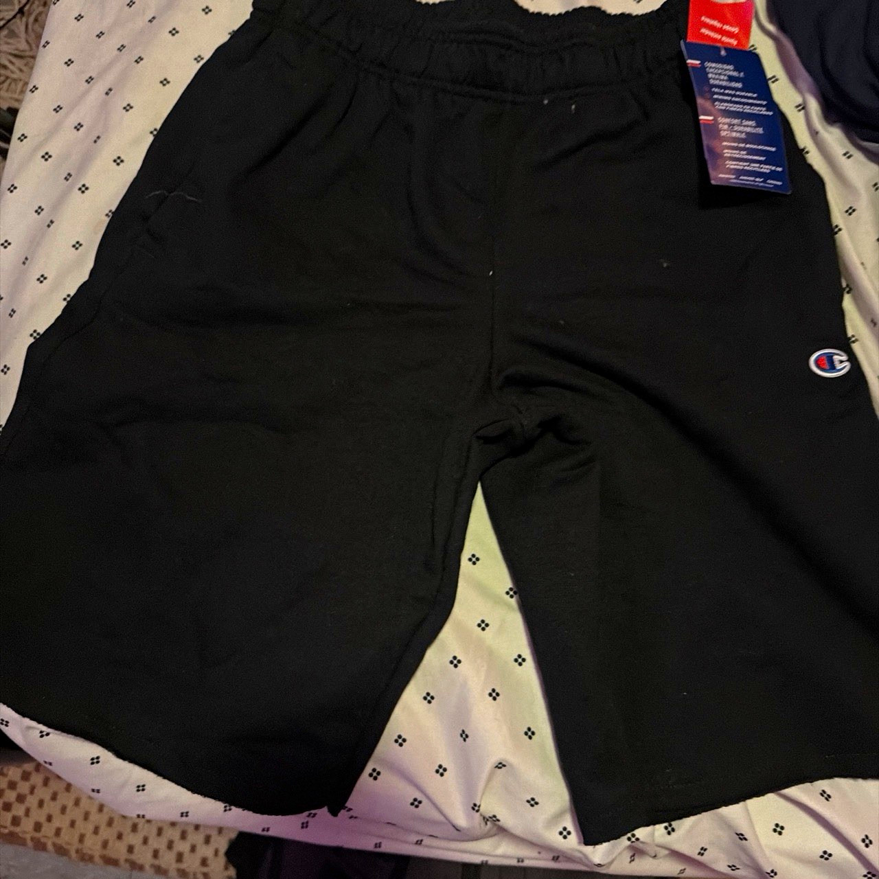 Champion Men’s Black Fleece Athletic Shorts S Drawstring Elastic Waist Pockets