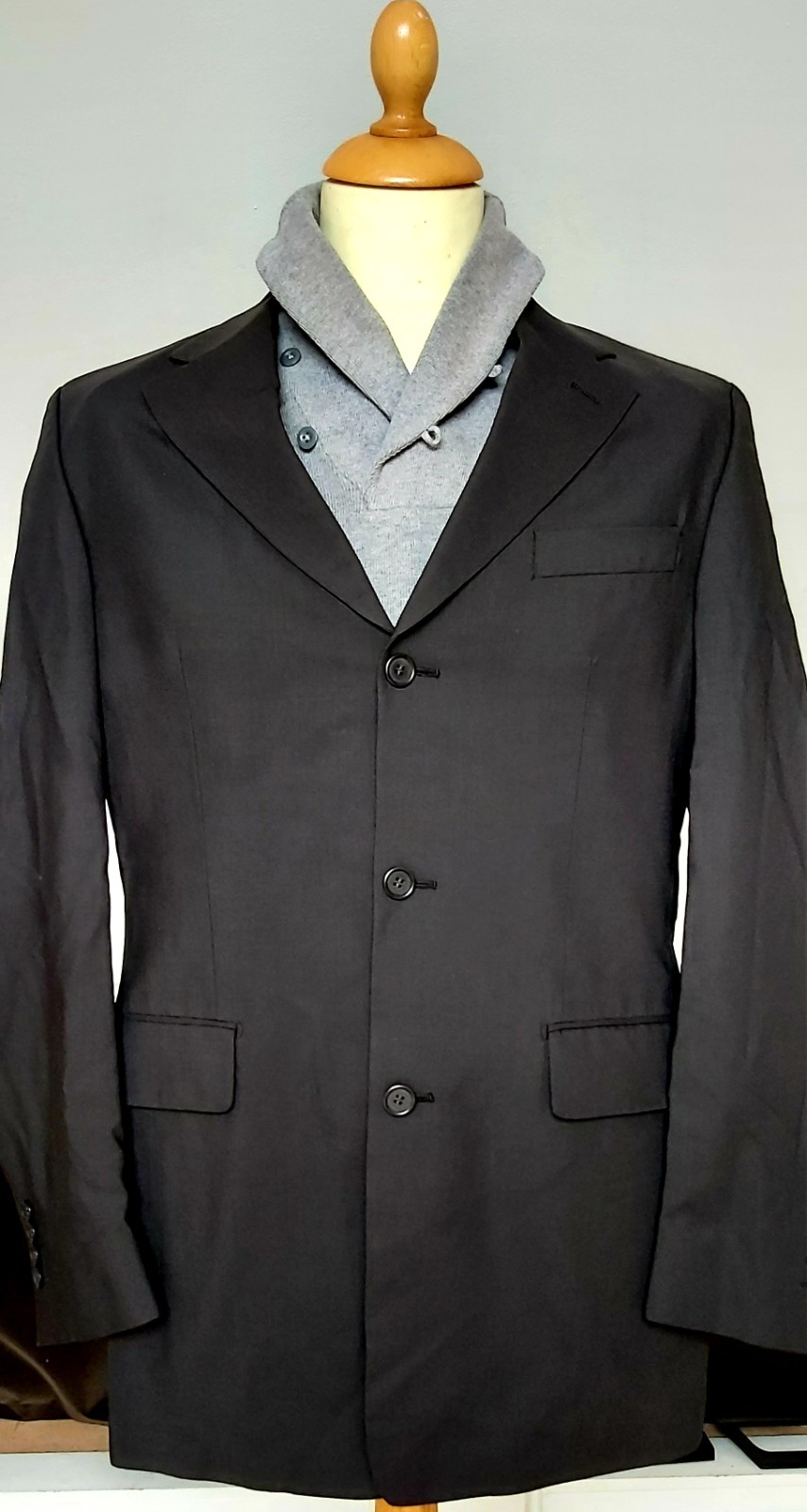 Vintage Yves Saint Laurent YSL Blazer Mens 48 L Black Italian Wool Suit Jacket