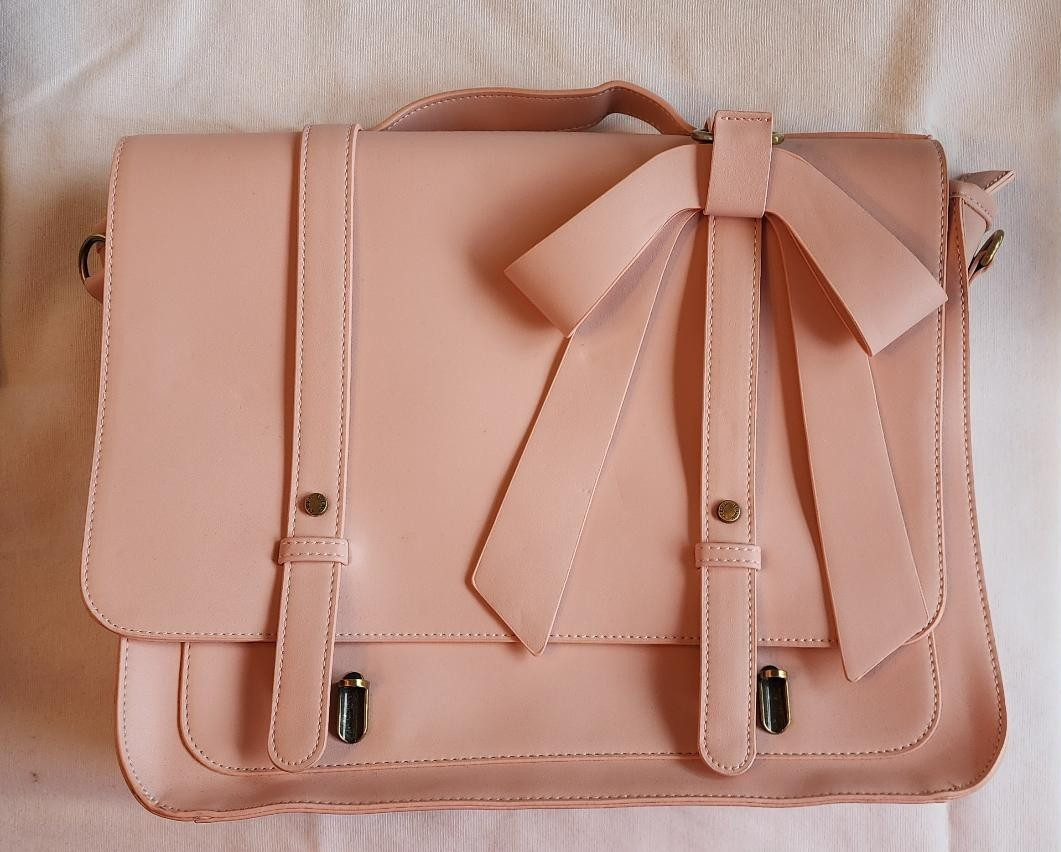 Ecosusi Summer Garden Romance Bow Briefcase Pink Convertible Messenger Bag NWOT