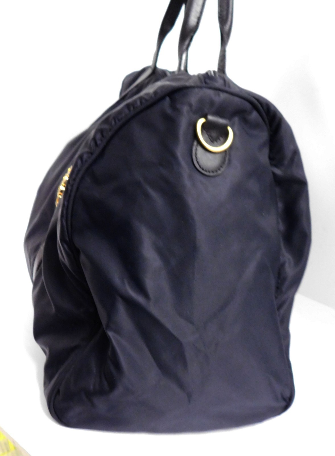 Moschino Redwall Italy Black Nylon Leather Block Leather Duffle Tote Bag
