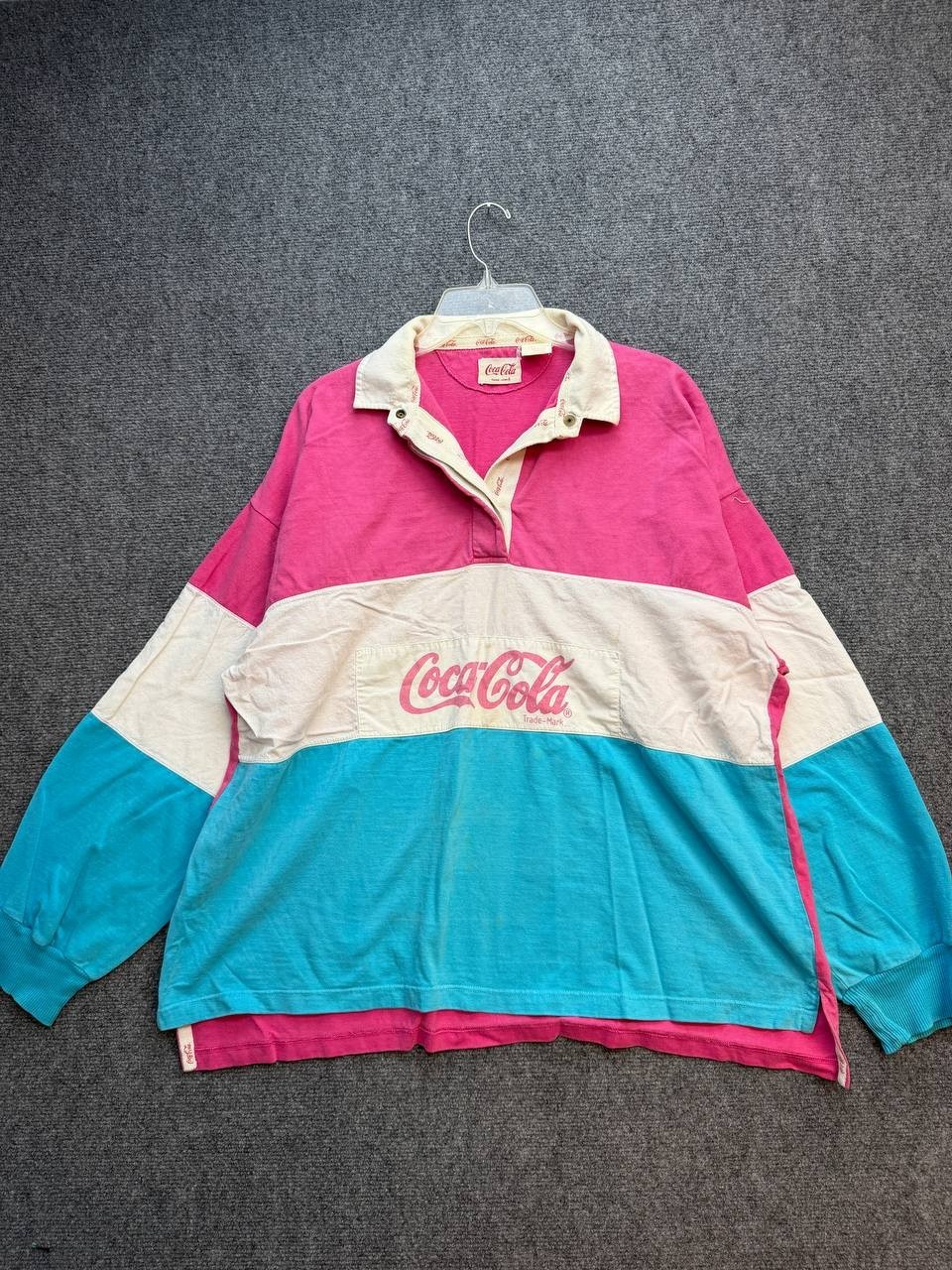 Vintage Coca-Cola Color Block Rugby Shirt Long Sleeve Hungary Size L