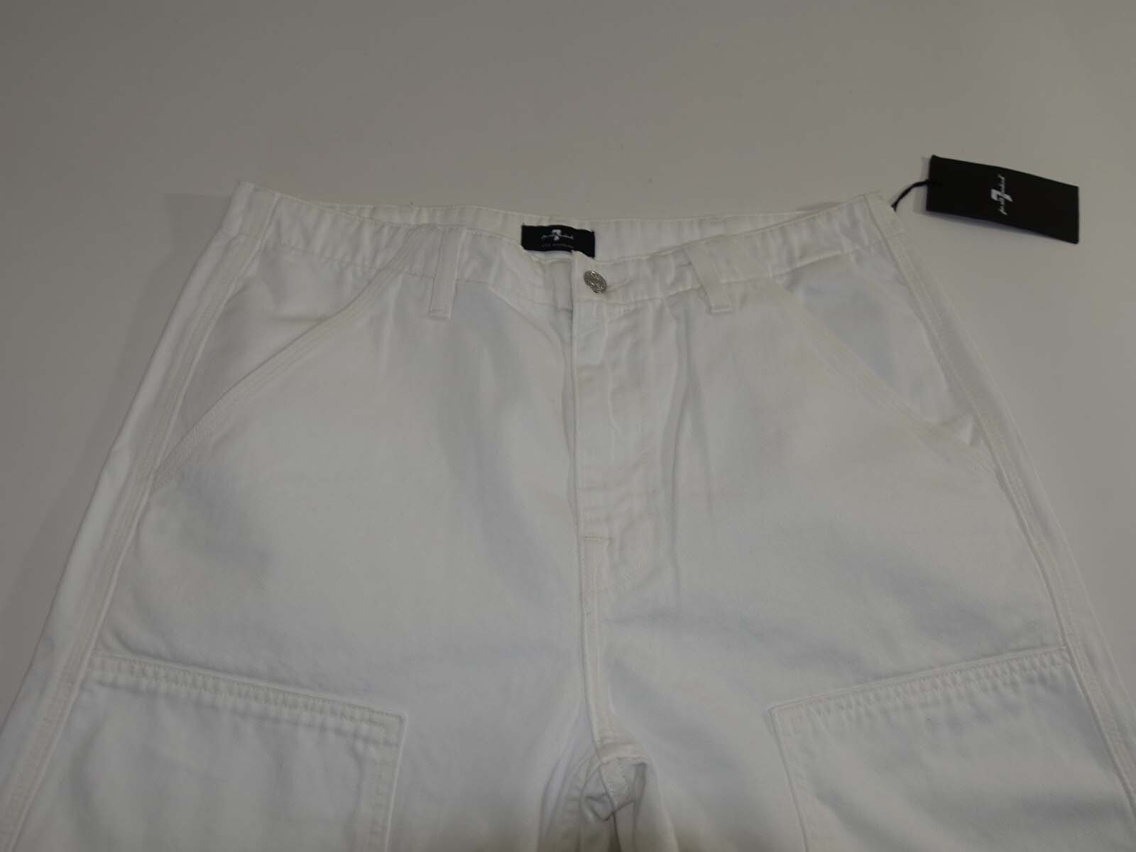 7 For All Mankind Mens Utility Workwear Jeans Size 31 x 30 NWT White Denim Pants