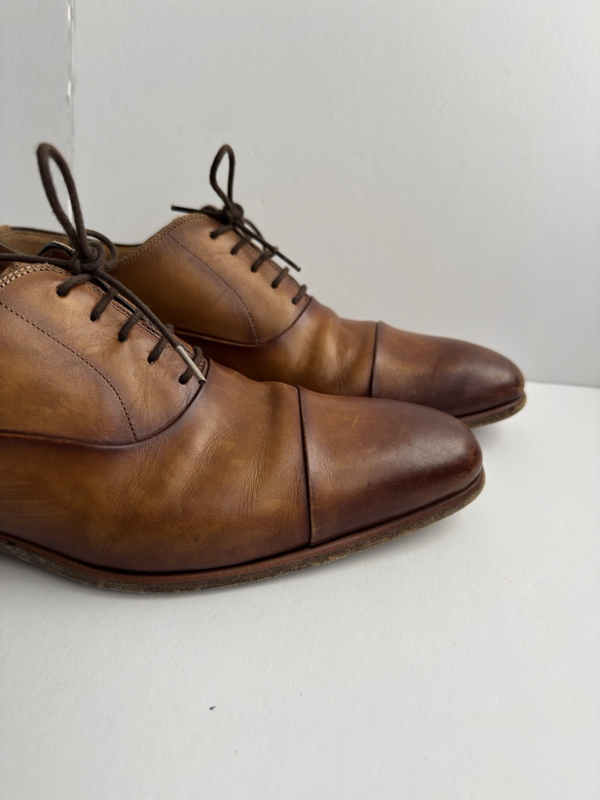 Magnanni Segovia Curri Brown Cap Toe Lace Up Oxford Shoes Sz 8M US 23192 Burnish