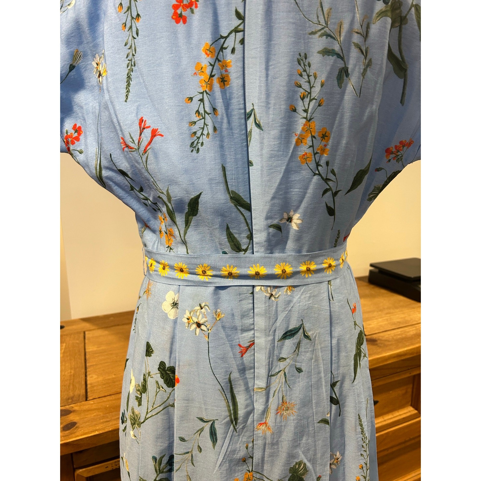 GAL MEETS GLAM Womens Blue Poplin Floral Midi Cottagecore Measures a Medium
