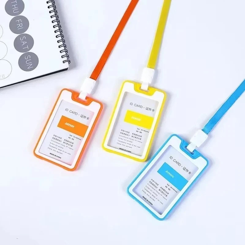 ID Badge Holder Double-Sided Windows Clear Vertical Card Holder with Lanyard