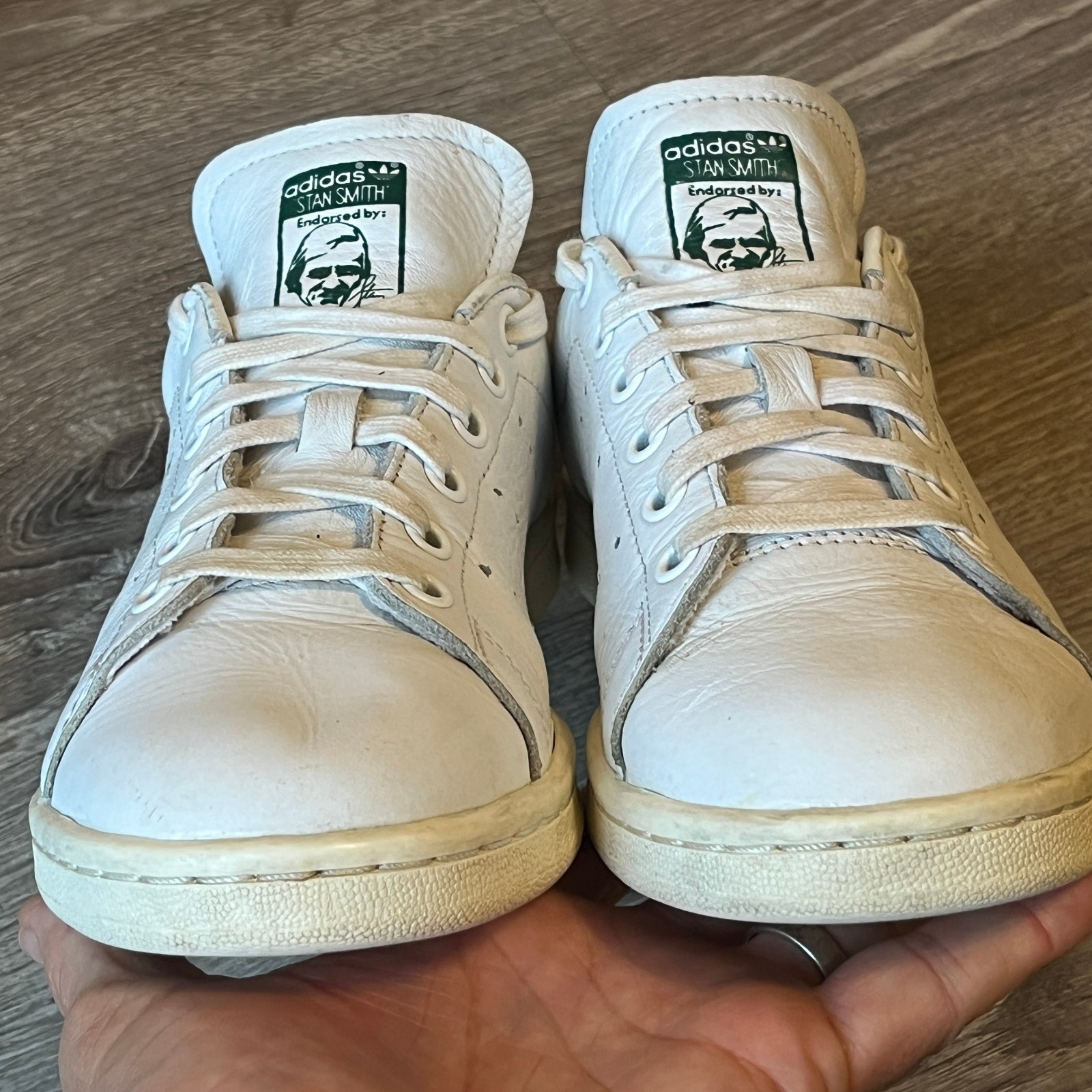 Adidas Stan Smith Tennis Sneakers White Dark Green Womens 6 Mens 5 EU 37 1/3