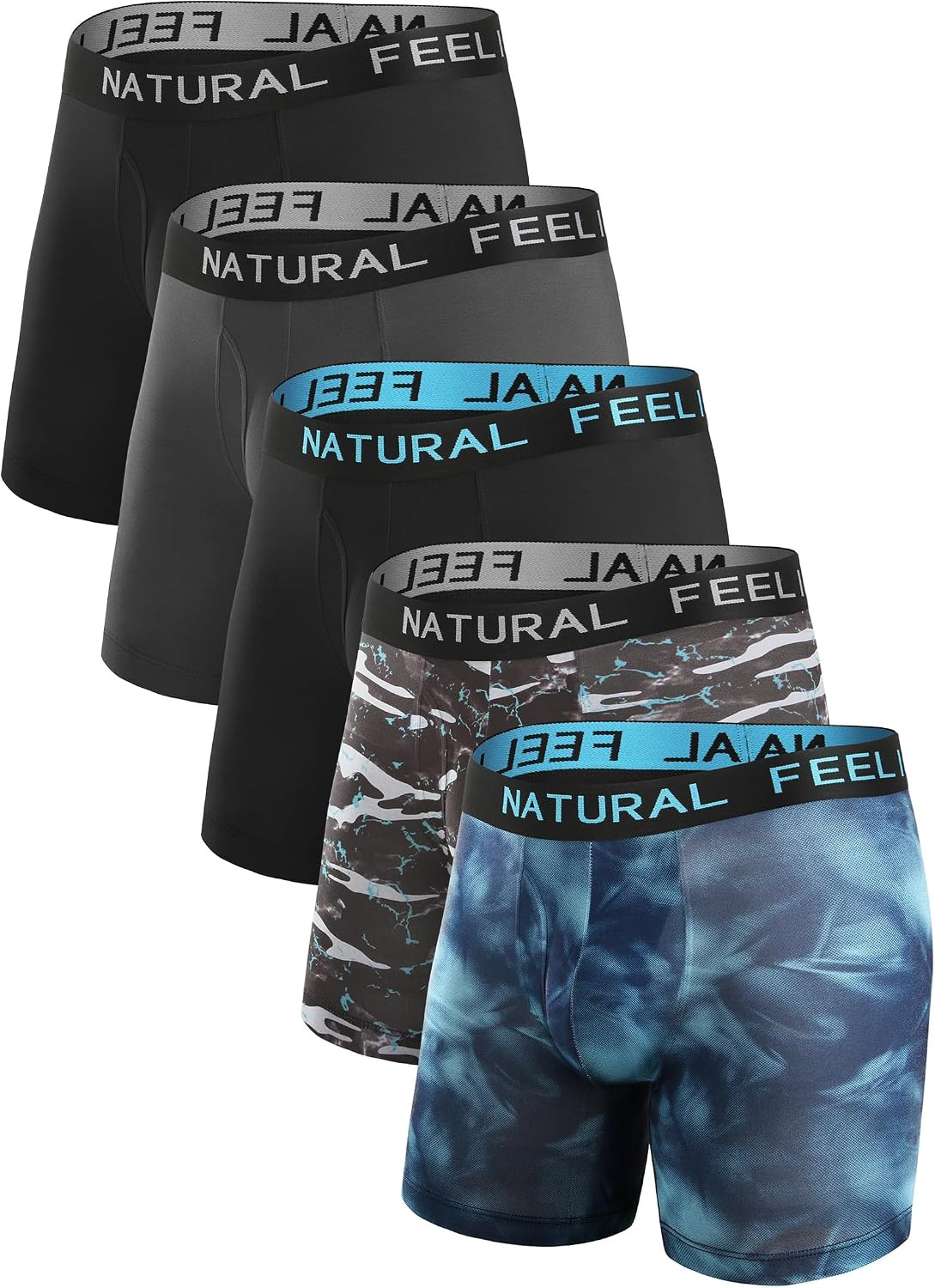 Mens Underwear Athletic Boxer Briefs Men Pack | Fly Front, Quick Dry, Tag Free,