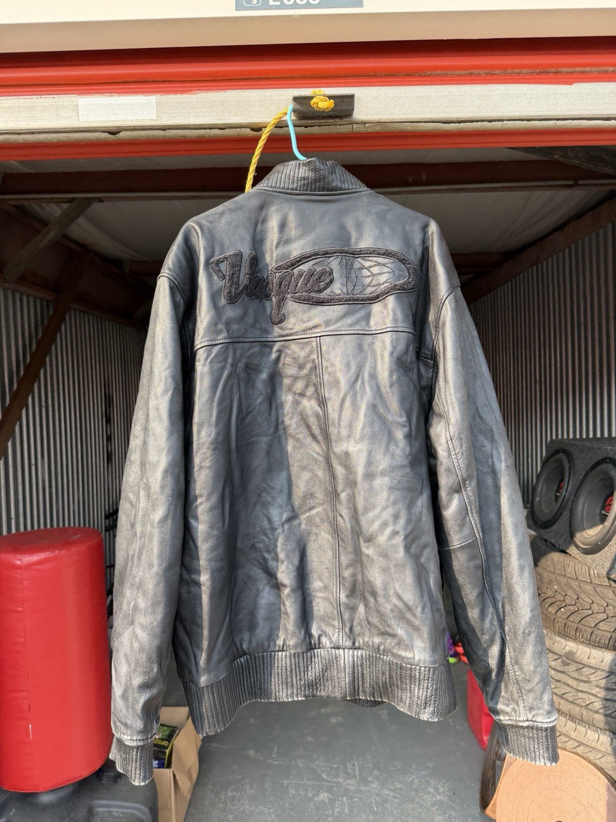 Vasque Men’s Black Leather Bomber Jacket 3XL Full Zip Snap Lined Logo