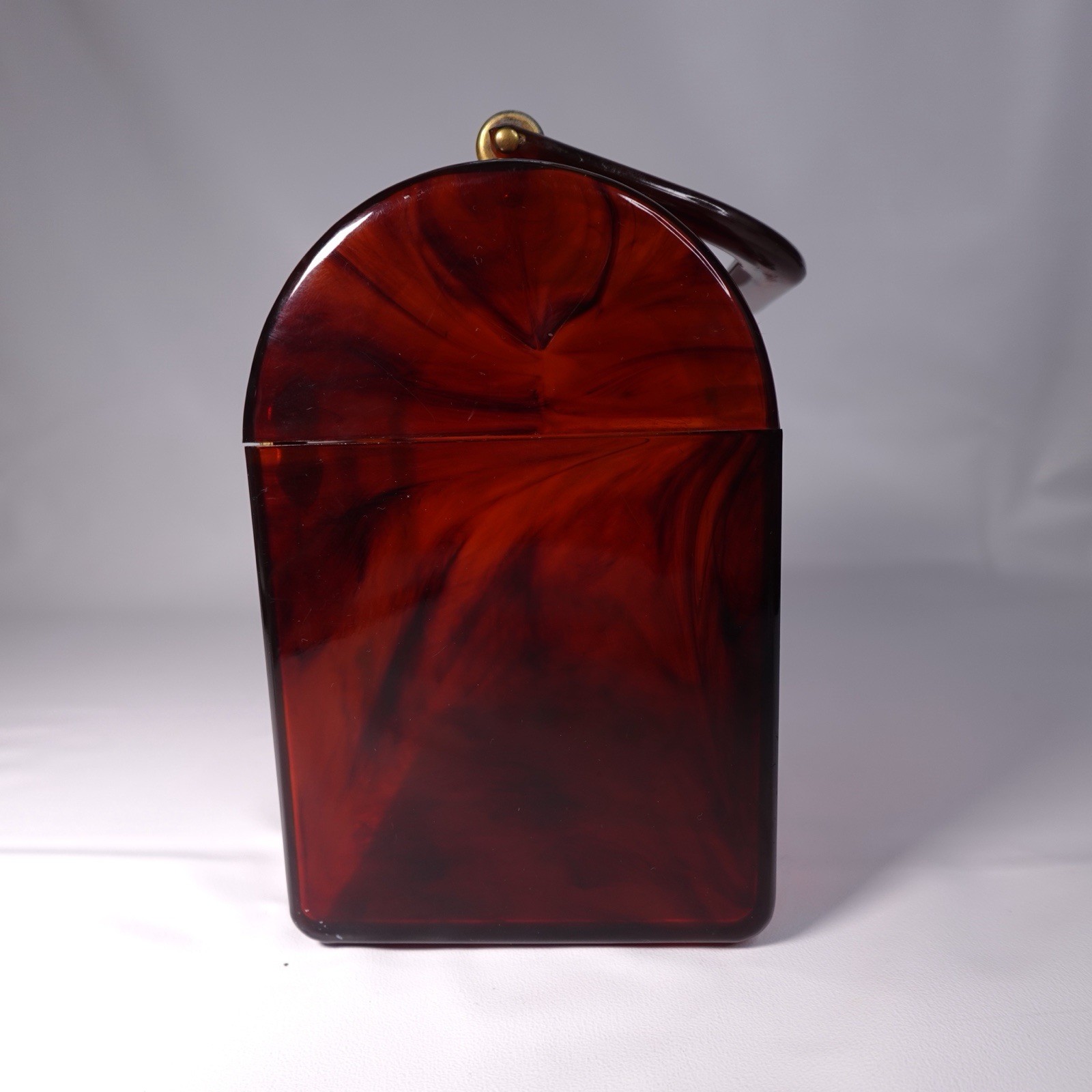 Vintage 50s 60s MCM Tortoise Shell Amber Lucite Plastic Box Purse Handbag