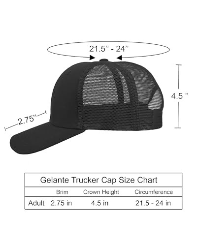 Gelante Mesh Trucker Baseball Cap Snapback Hat Structured Front Panel Black