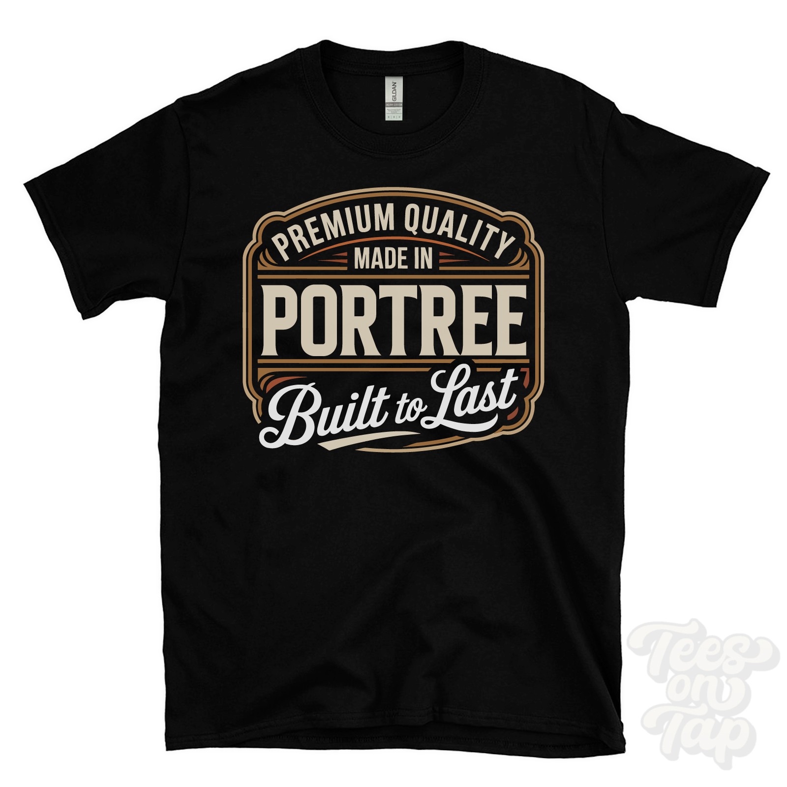 MADE IN PORTREE PREMIUM QUALITY BUILT TO LAST T-SHIRT highland scotland