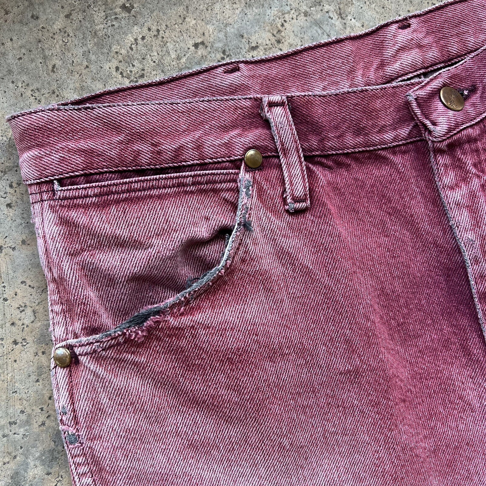 Vintage Wrangler Stonewash Sun Faded Red Denim Jeans 36×30 936BLT Cowboy Cut