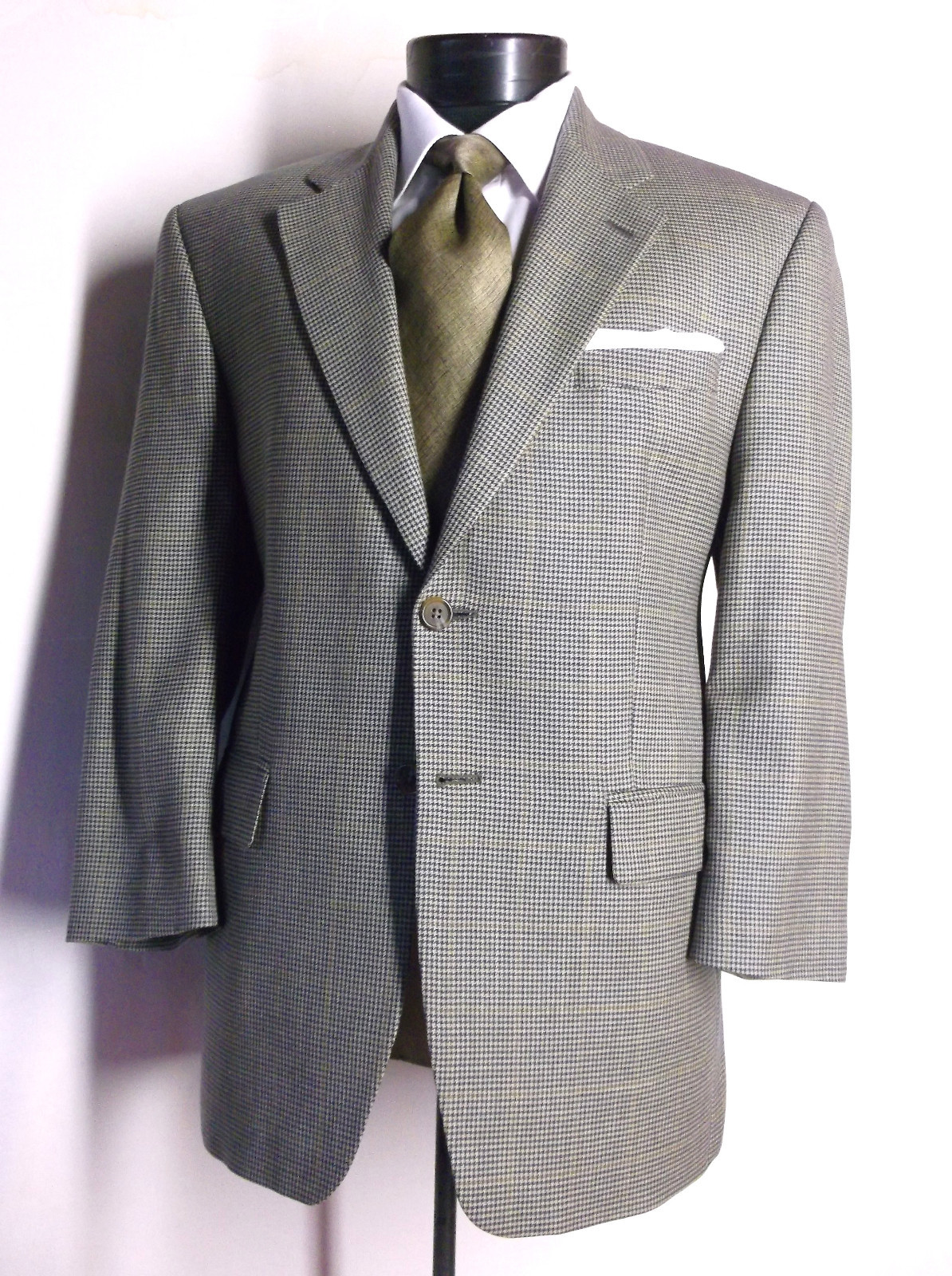Ralph Lauren Mens Gray Multi Color Hondstooth Sport acket-Blazer 40S 3Button