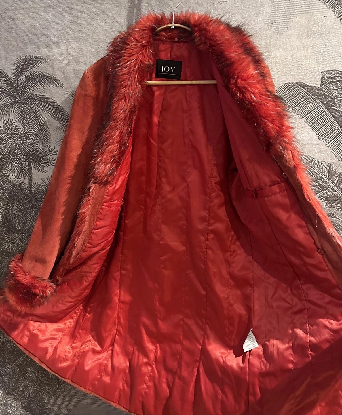 Rare Vintage Long Red Real Suede Afghan Coat Maxi Leather Fur Y2K Penny Lane 12
