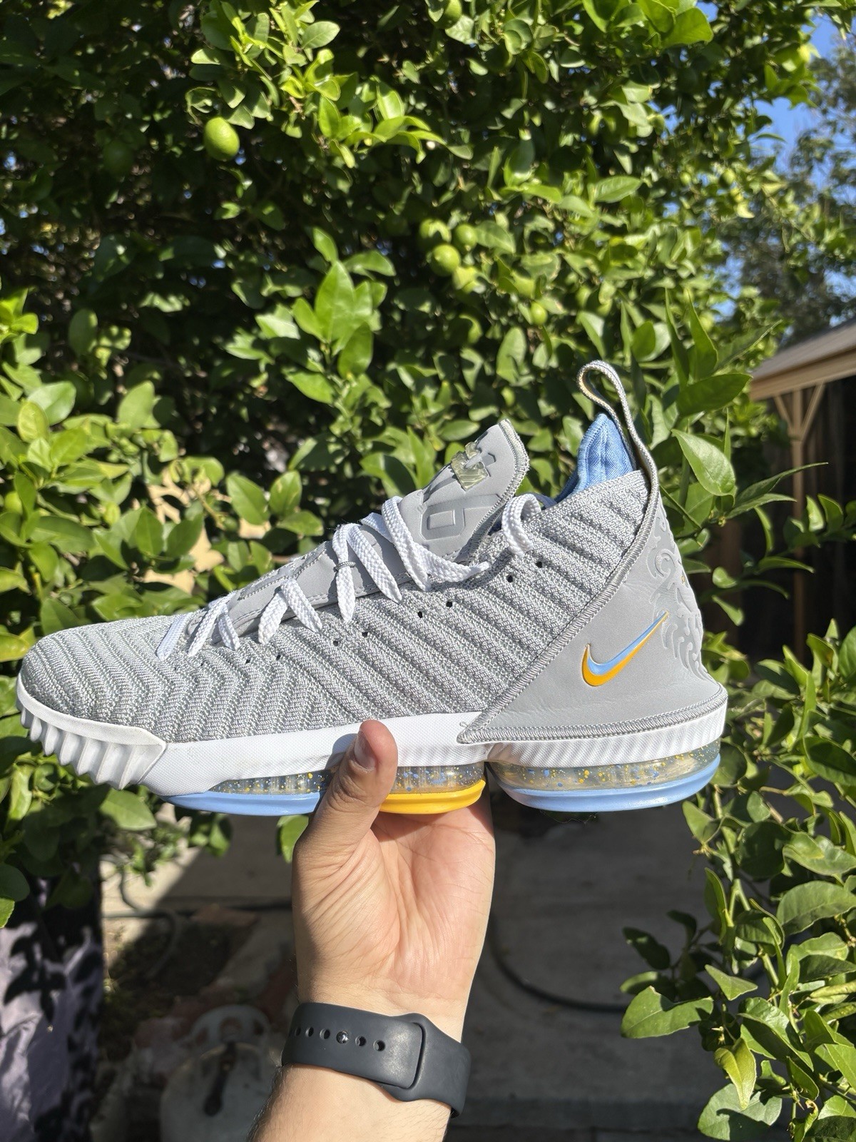Nike LeBron 16 Men’s Mid Top Basketball Sneakers Cushioned Lace-Up Lion