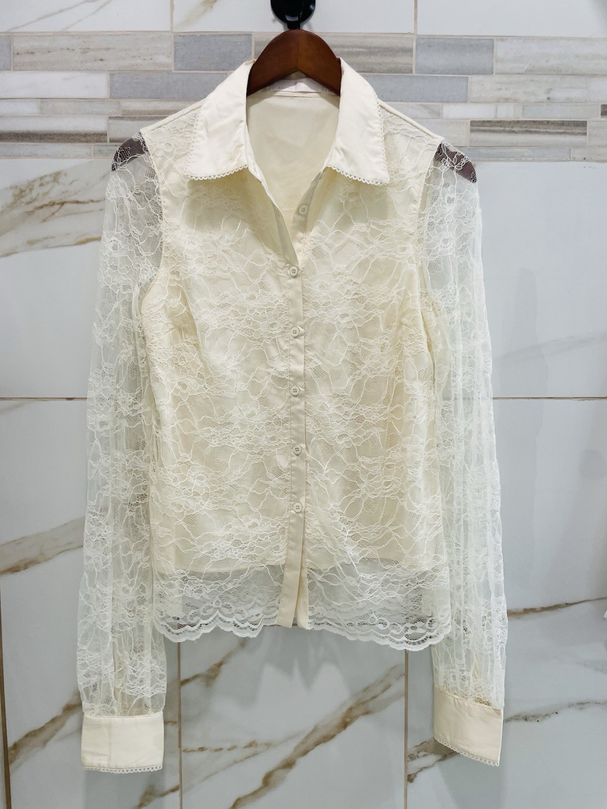 Rachel Parcell Ivory Lace Top Size S Western Regency Cottage