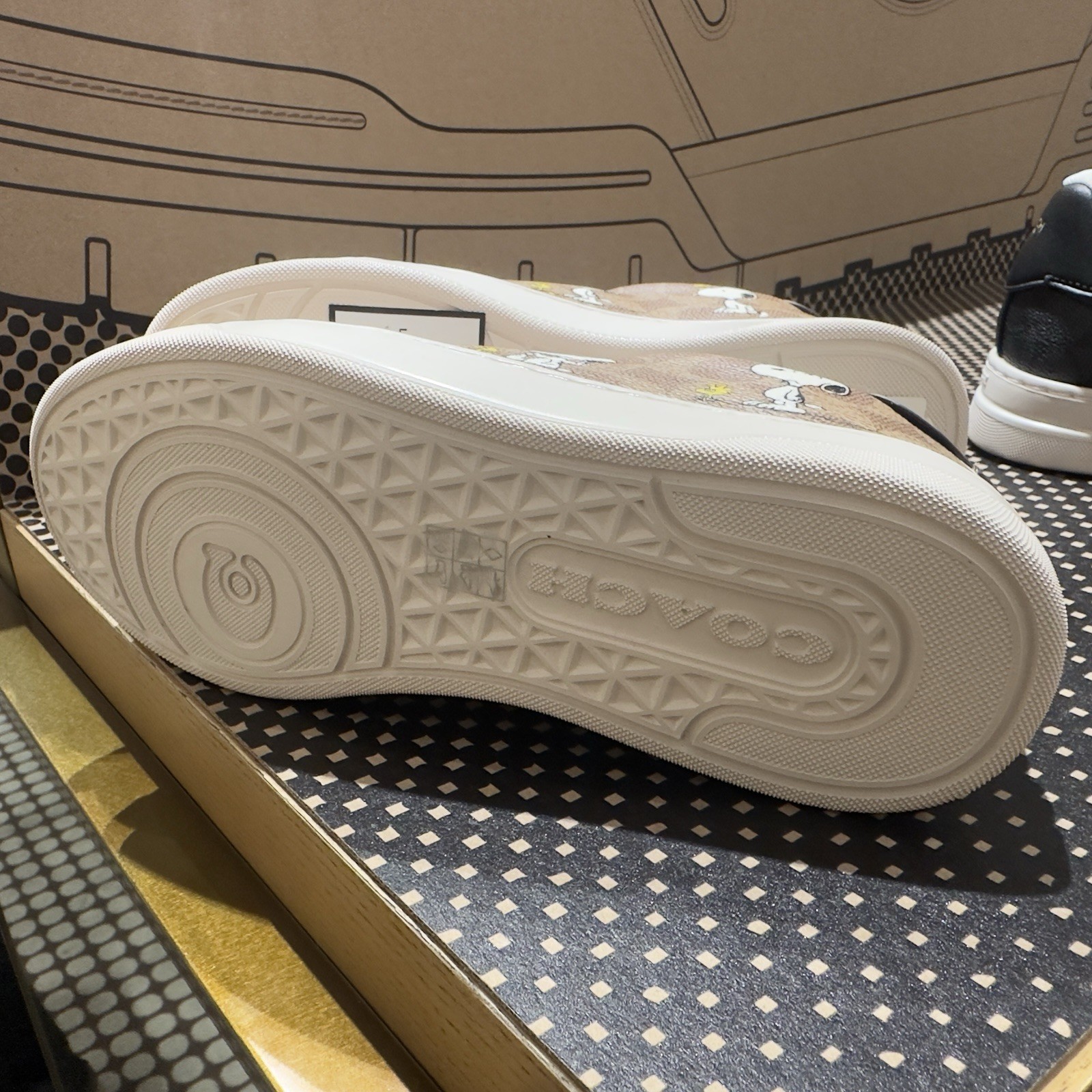 Coach X Peanuts High Line Sneaker In Signature Canvas With Snoopy Print 5B NEW