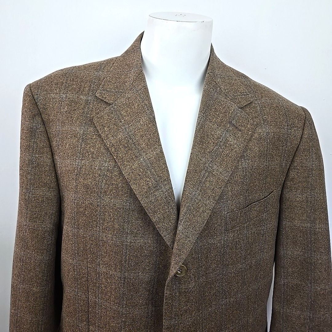 Canali Blue Label Wool Cashmere Blazer Tweed Jacket Window Pane EU 58 L US 46
