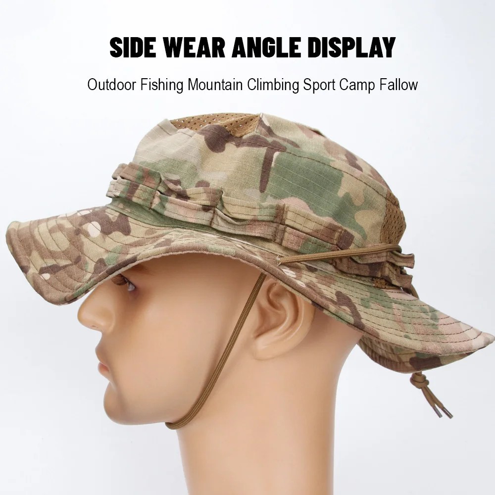 Boonie Bucket Hats Outdoor Fishing Hunting Wide Brim Mesh Camo Safari Sun Cap