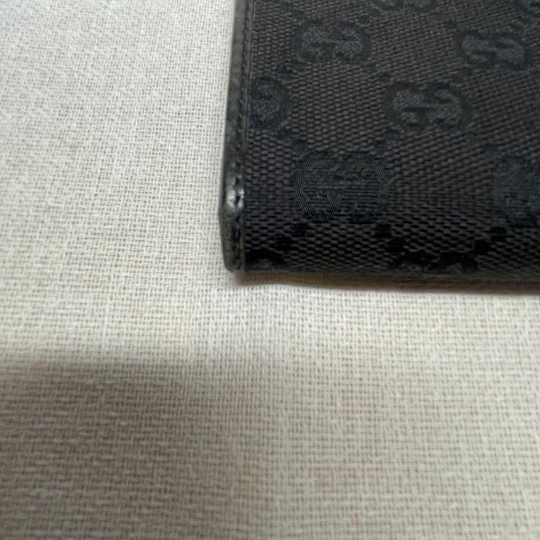 GUCCI Black GG Pattern Folded Wallet No Coin Purse