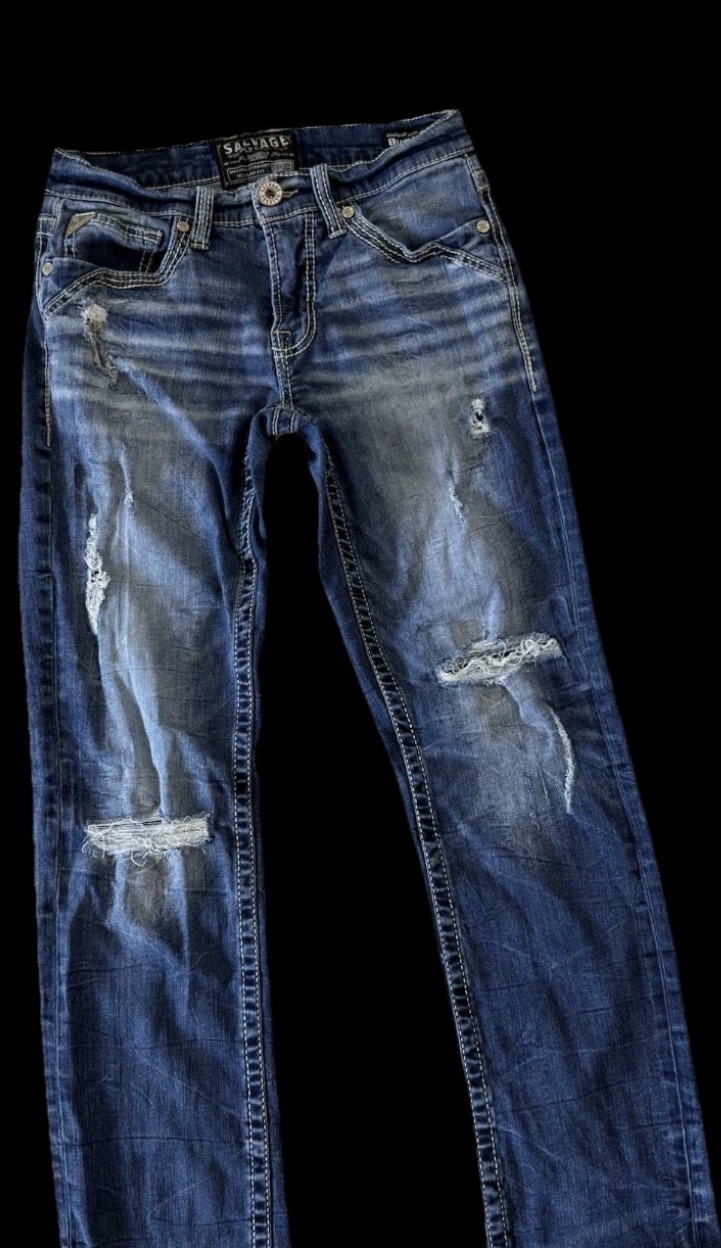 Salvage Supply Mayhem Straight Stretch Buckle Jeans ~ Men’s Size 30 x 32/30