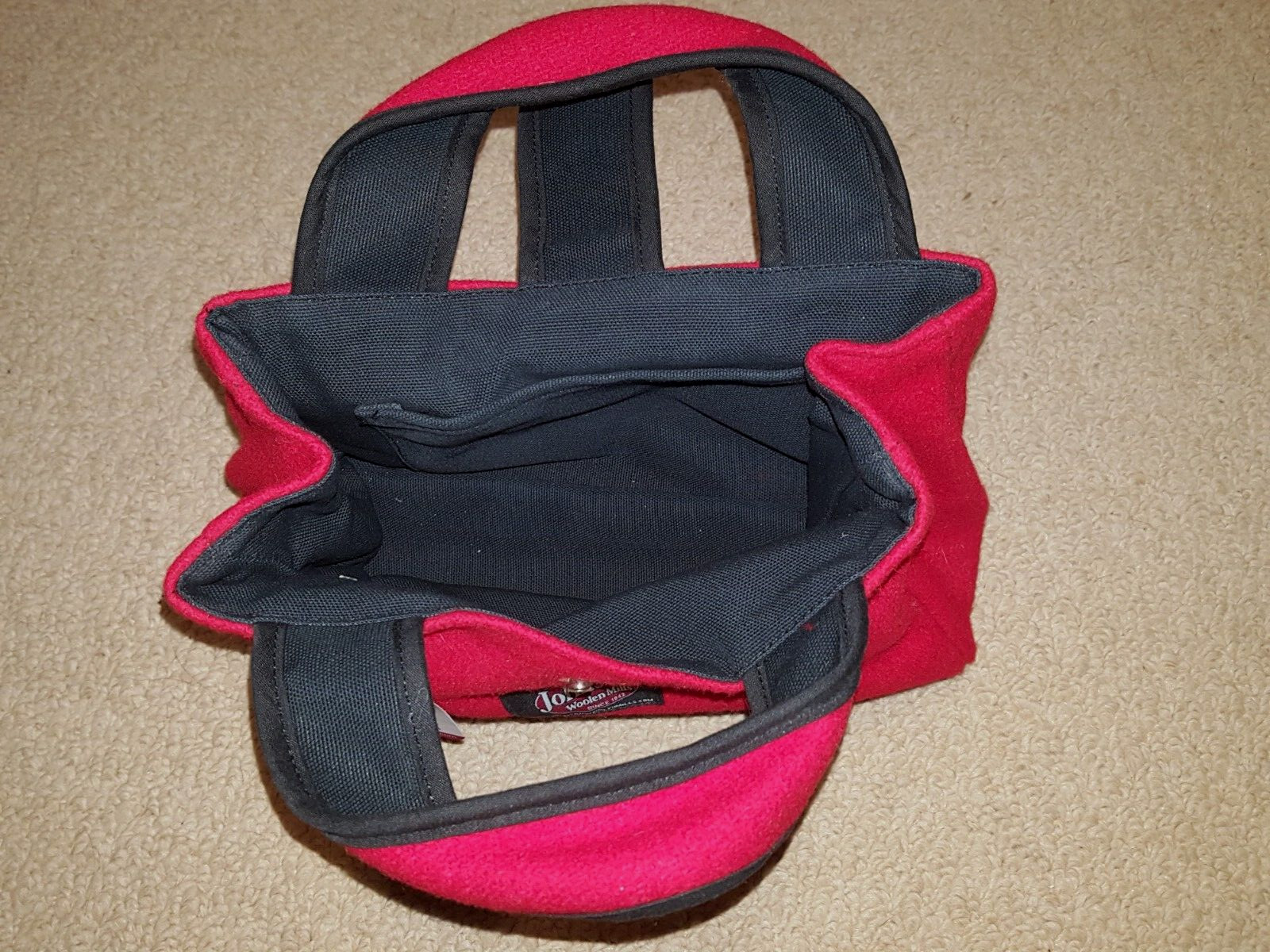 NWT Johnson Woolen Mills Red Wool Bitty Bag Purse Tote Hand Satchel 10”x7″x3″