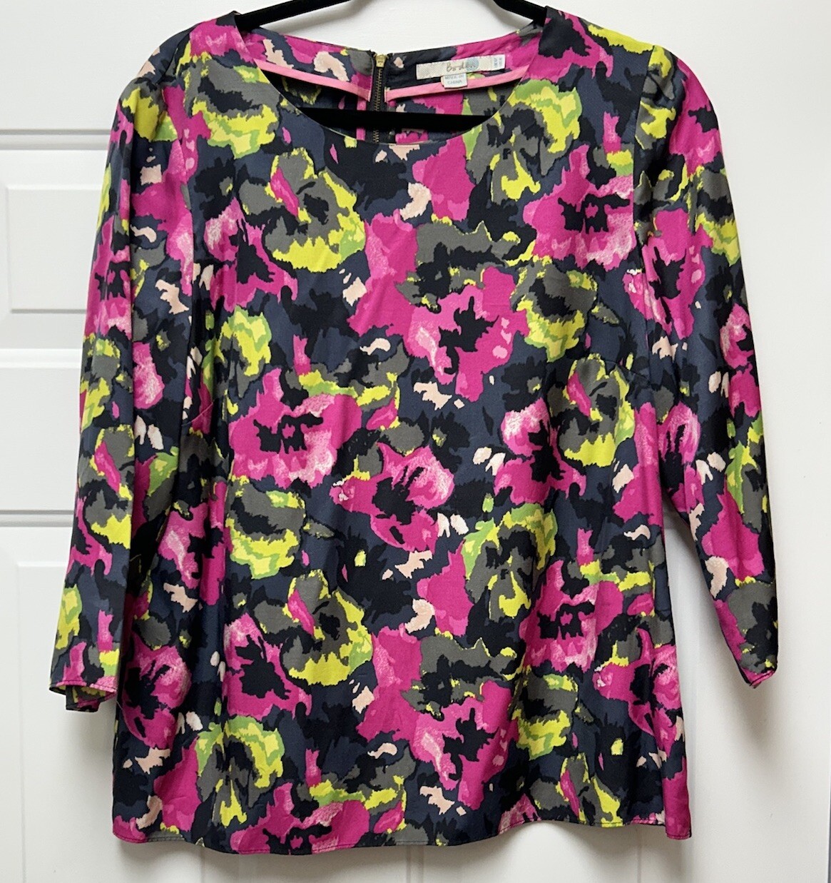 BODEN silk blend floral blouse multi-floral Size 8 Silk Blend