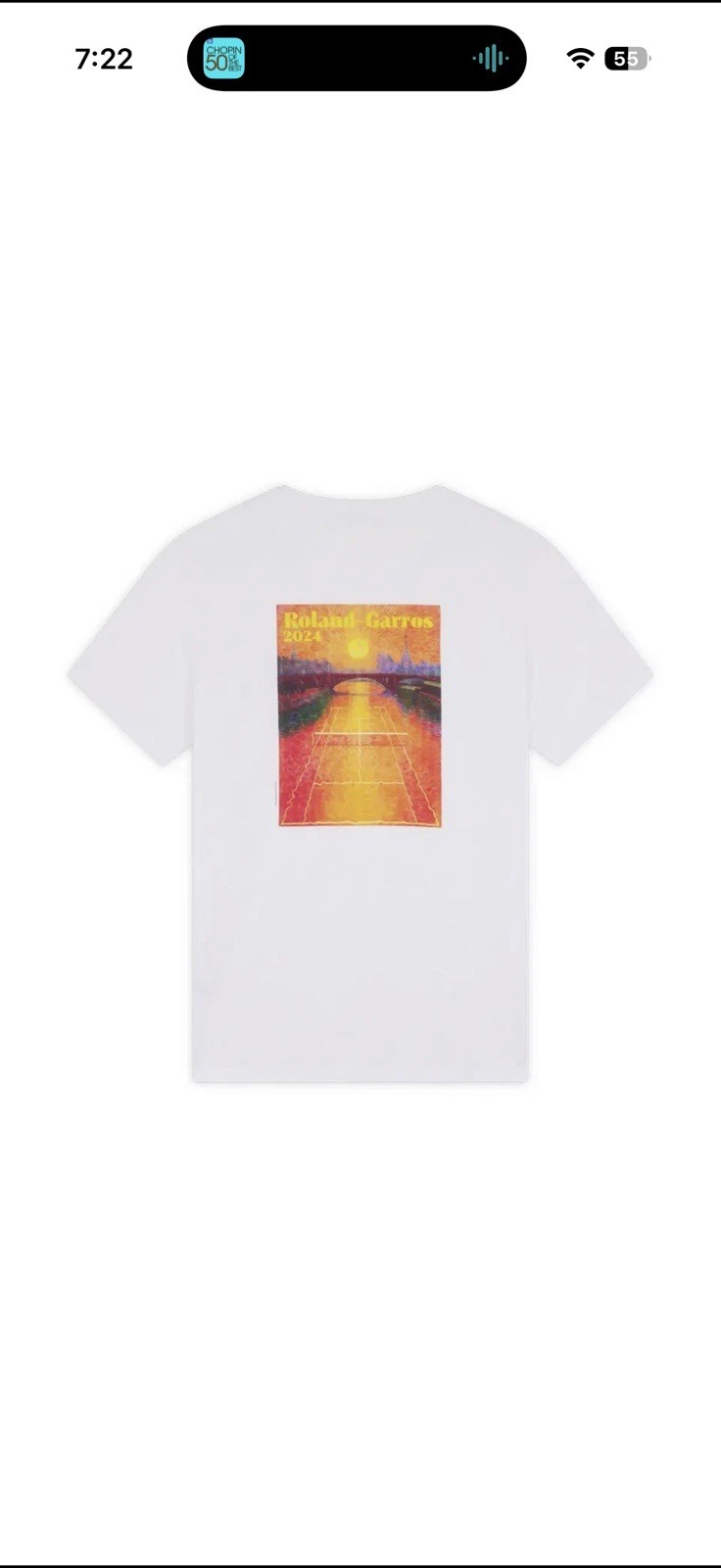 NEW! Roland Garros 2024 Official Poster T-Shirt (White L) (Fits Like USA Medium)