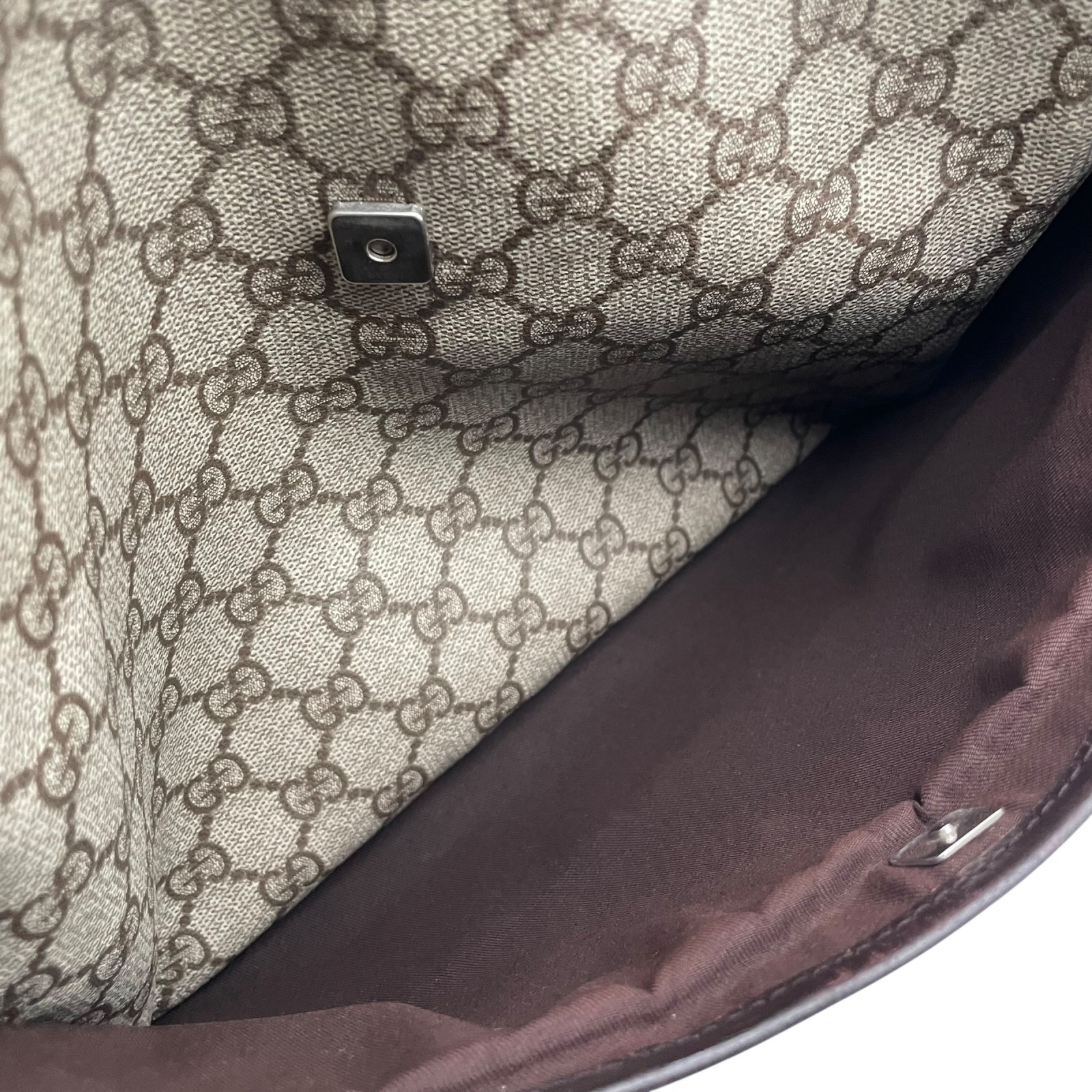 Authentic GUCCI GG Supreme Shoulder Bag PVC Leather Beige Brown Classic Men