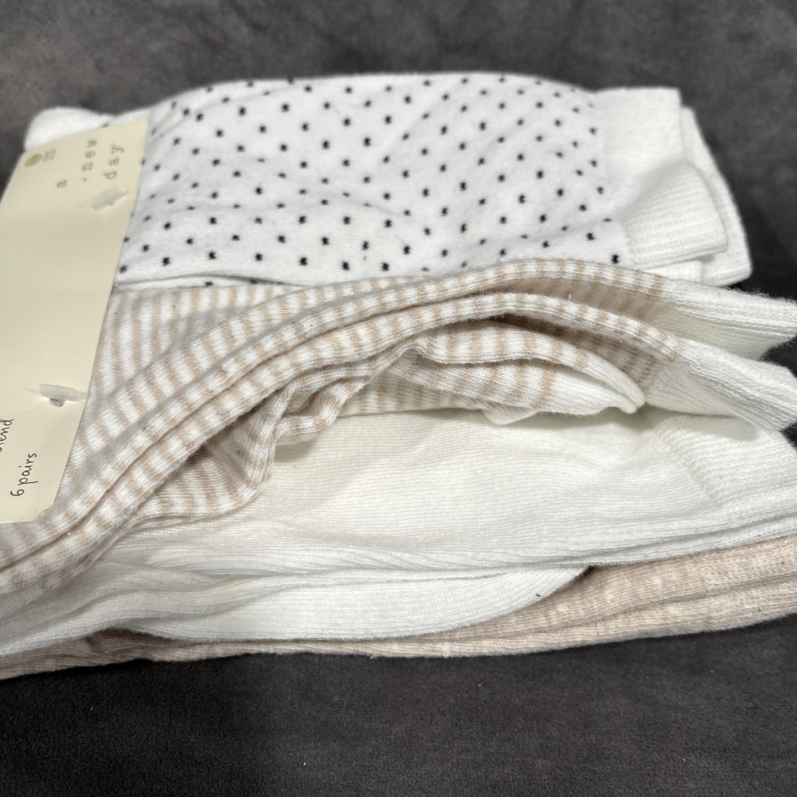 A New Day Cotton Blend Crew Socks 6 Pairs Solid & Patterned Size 4-10