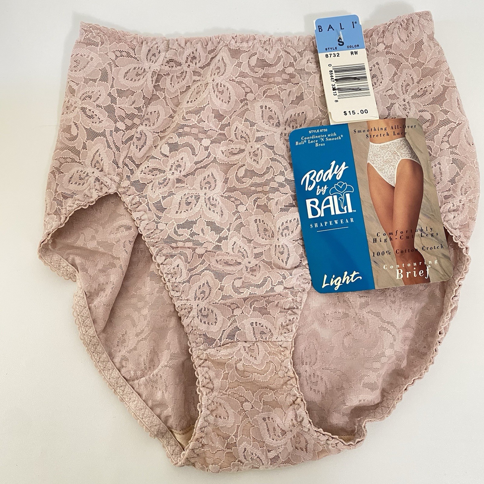 Bali Lace N Smooth Brief All Over Stretch Contour Lace High Cut Style 8732 Small