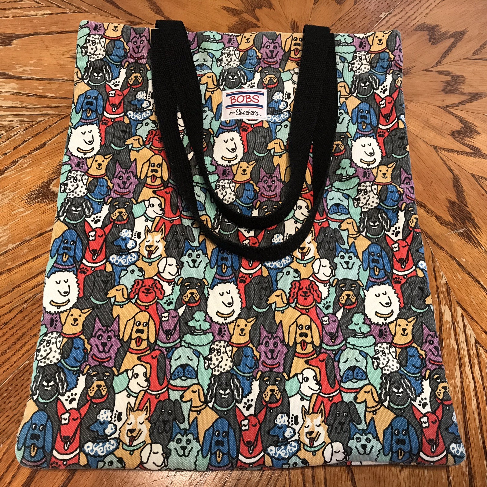 Bobs From Skechers Canvas Tote Bag Dog-Face Print featuring multiple dog breeds