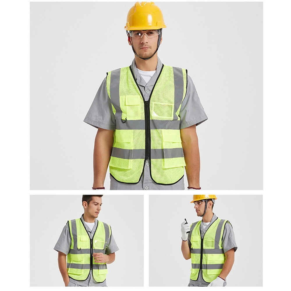5 Pockets Safety Vest with High Visibility Reflective Stripes 2 Colors Security
