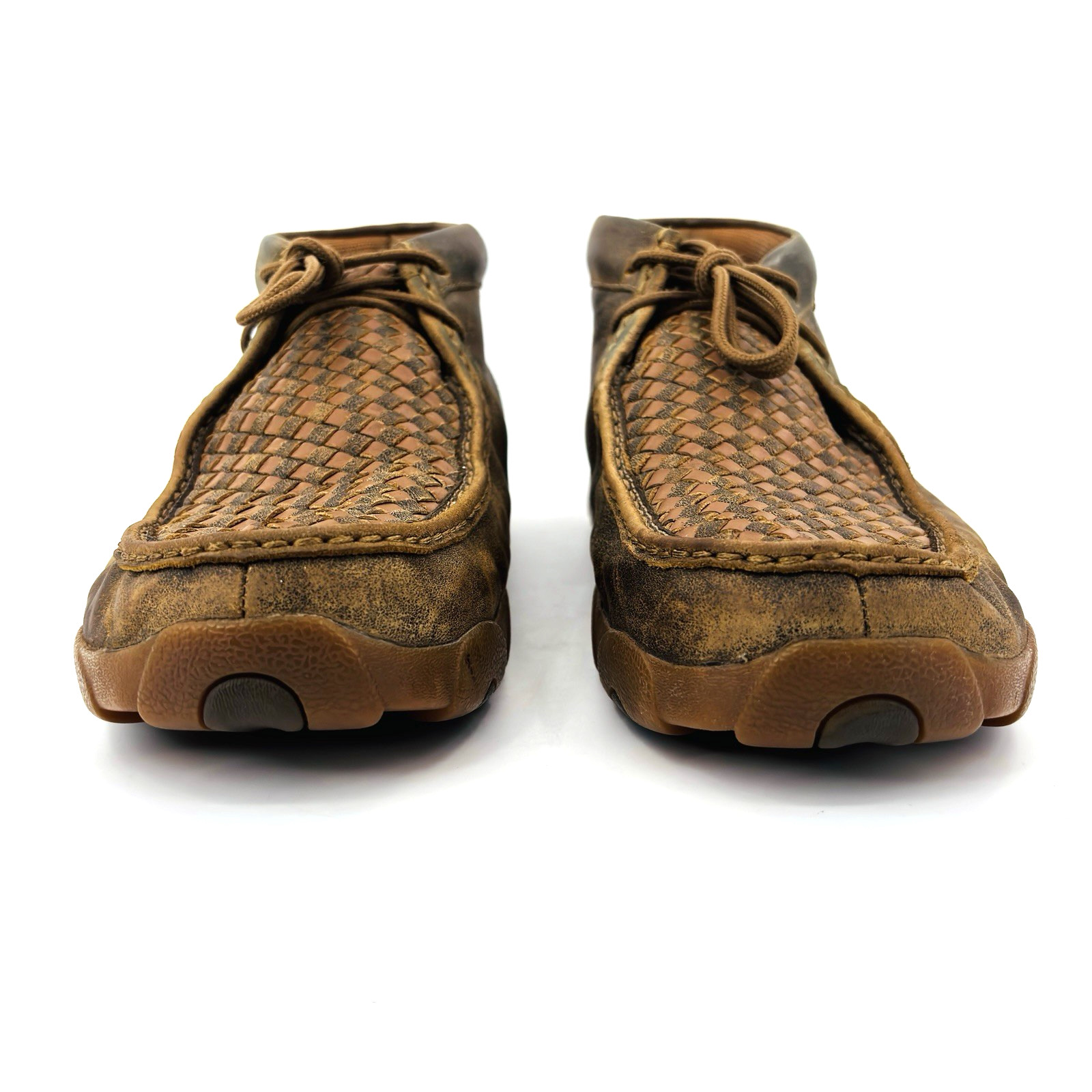 Mens 13 M Twisted X Chukka Driving Moc Woven Brown Leather Shoes Boots MDM0033