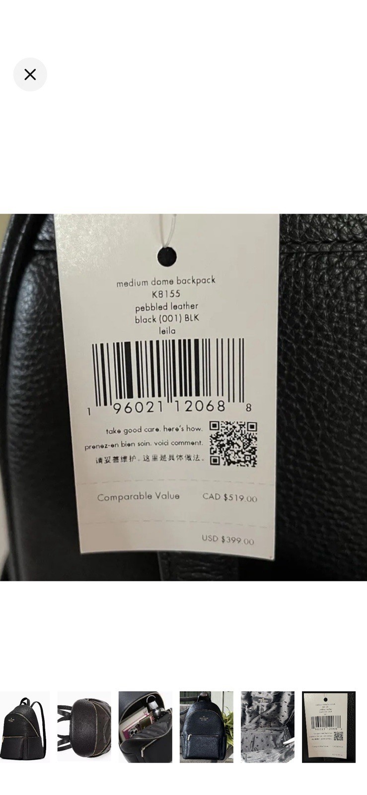Kate Spade New York Medium Dome Backpack Black, Gold Hardware, Zip Pockets