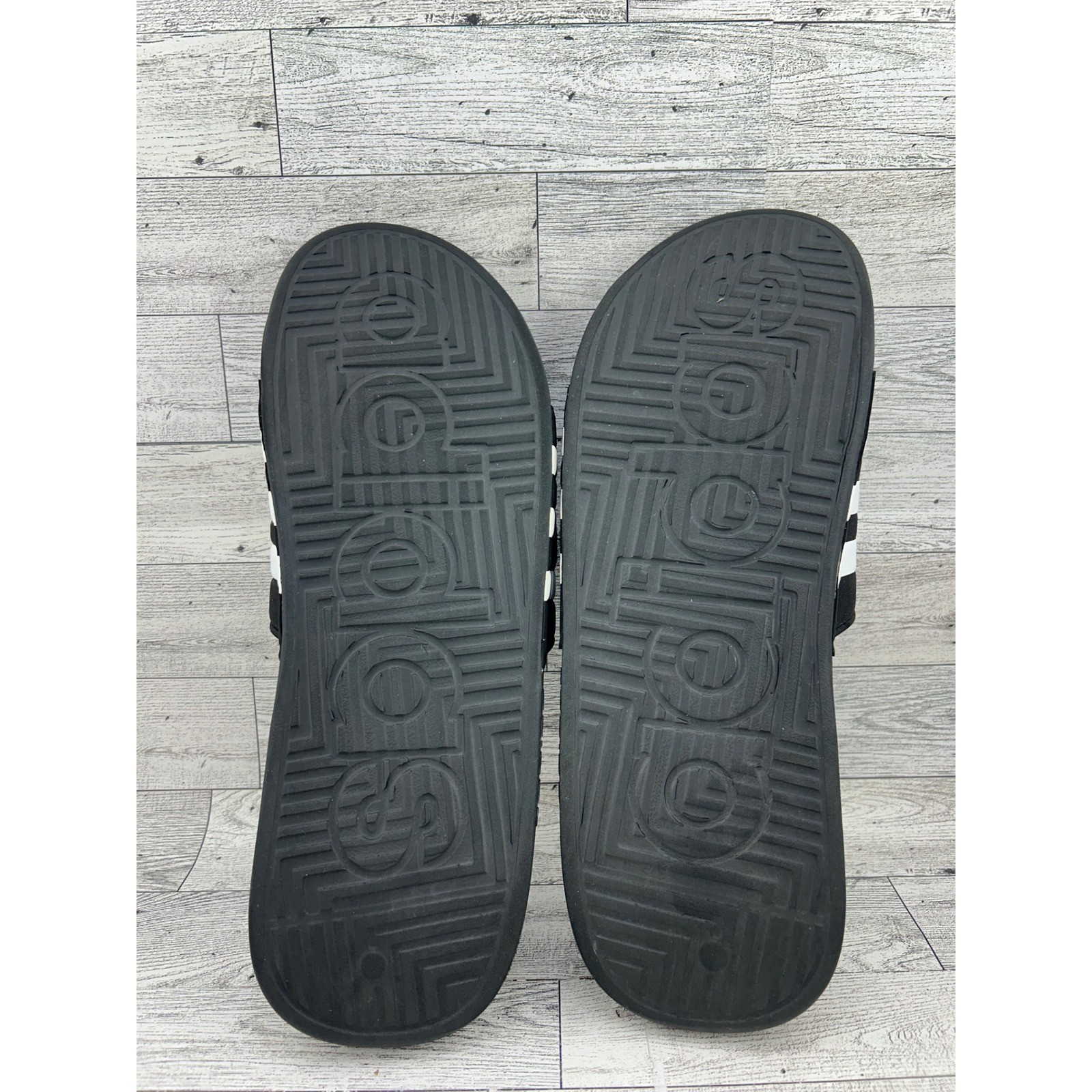 Adidas Adissage Men Black White Massage Footbed Slide Sandals F35580 Size 12