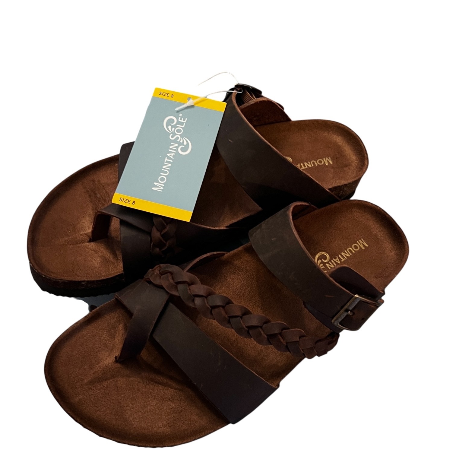 Womens Mountain Sole Size 8 Sandals Braided Brown Leather Slip-on Summer Beach