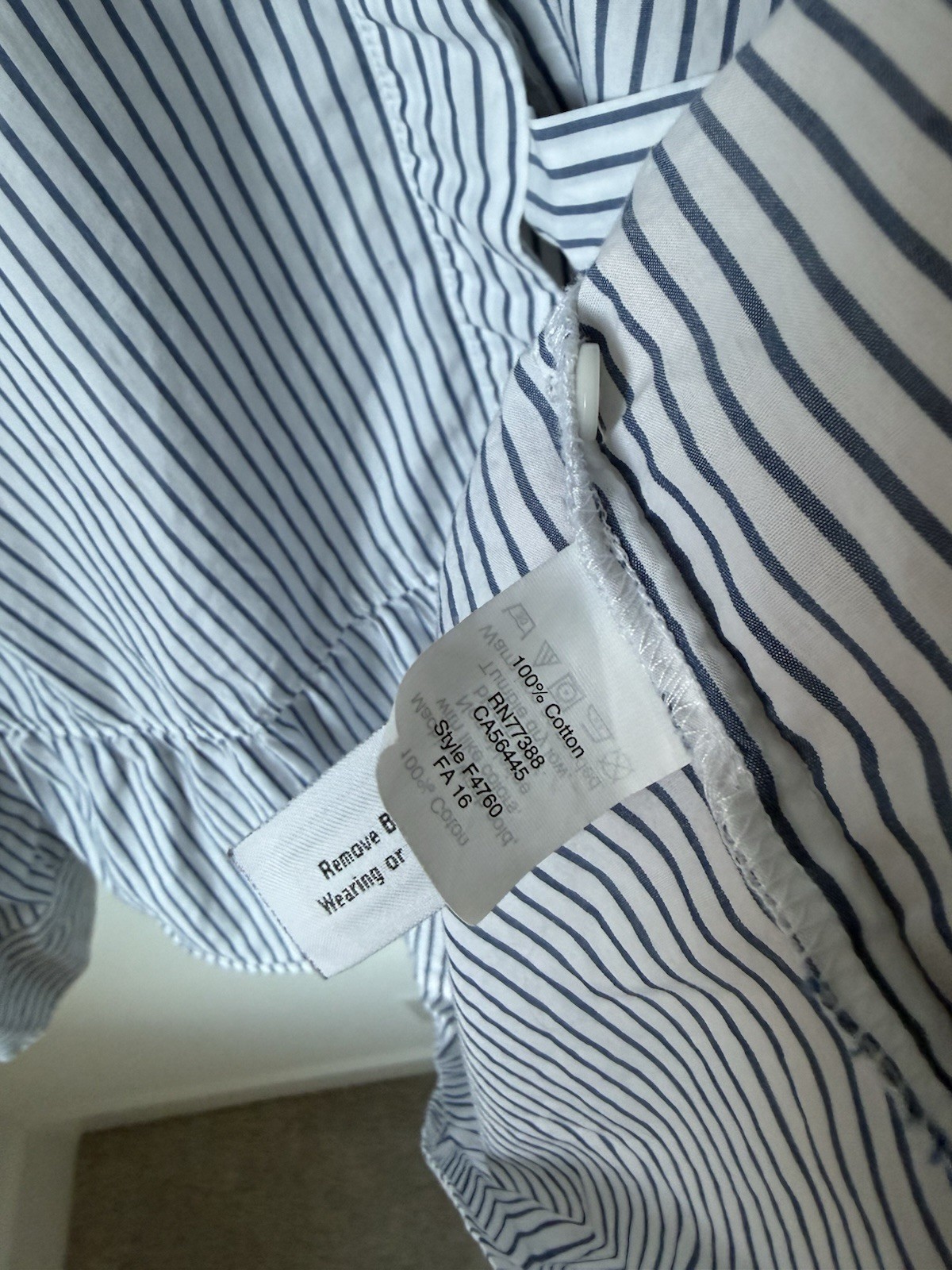Madewell Blue and White Striped Long-sleeve Top with A Soft Peplum Hem. Size S
