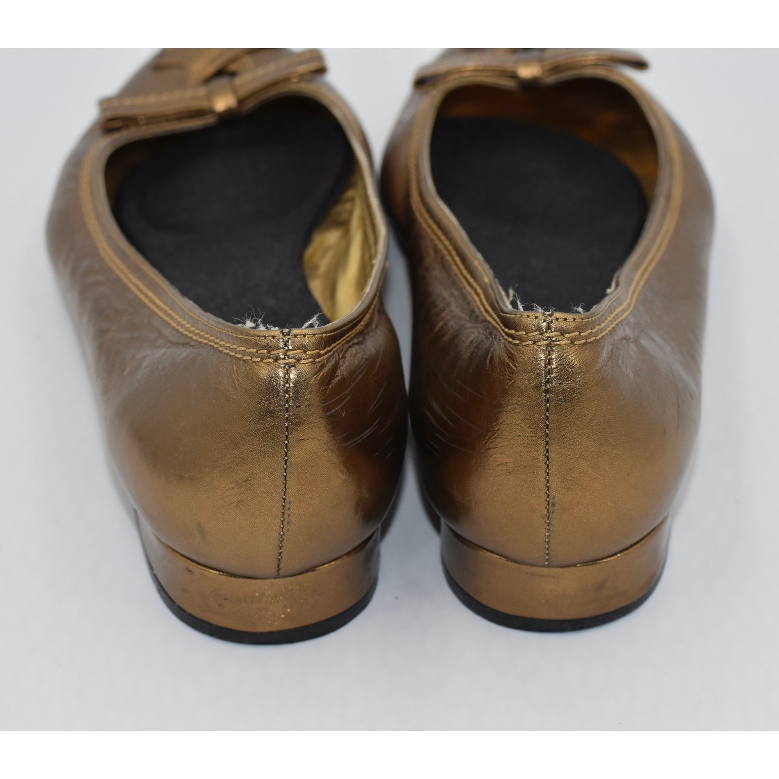 Claudia Ciuti Bronze Metallic Leather Loafer Flats, Size 9.5