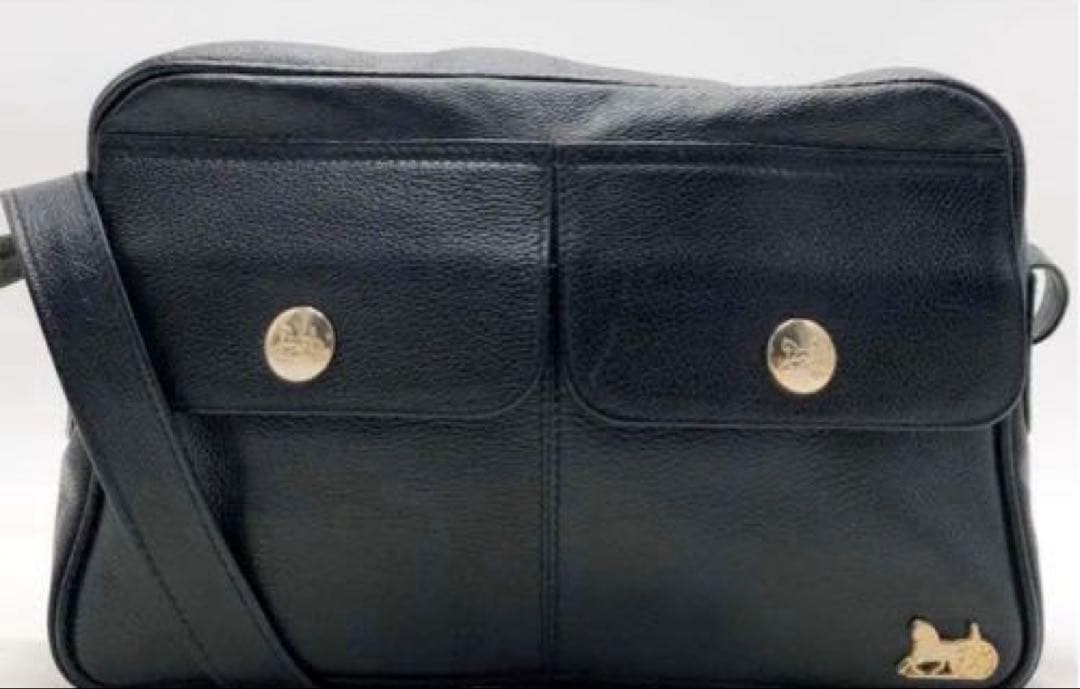 CELINE Leather Camera Shoulder Black Horse Carriage Hardware Used From Japan
