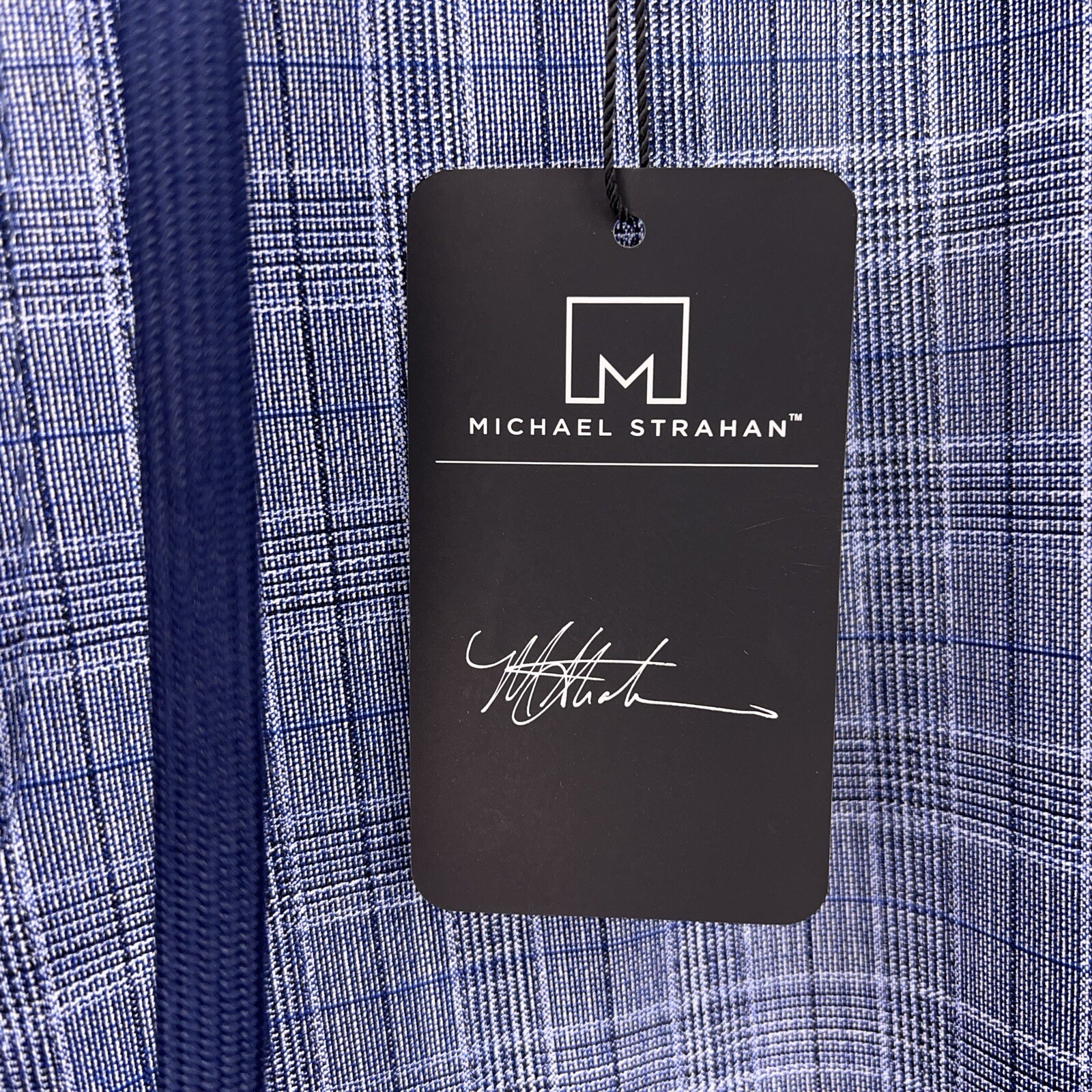 NEW 32×32 MICHAEL STRAHAN PANTS BLUE PLAID GOLF CASUAL DRAWSTRING
