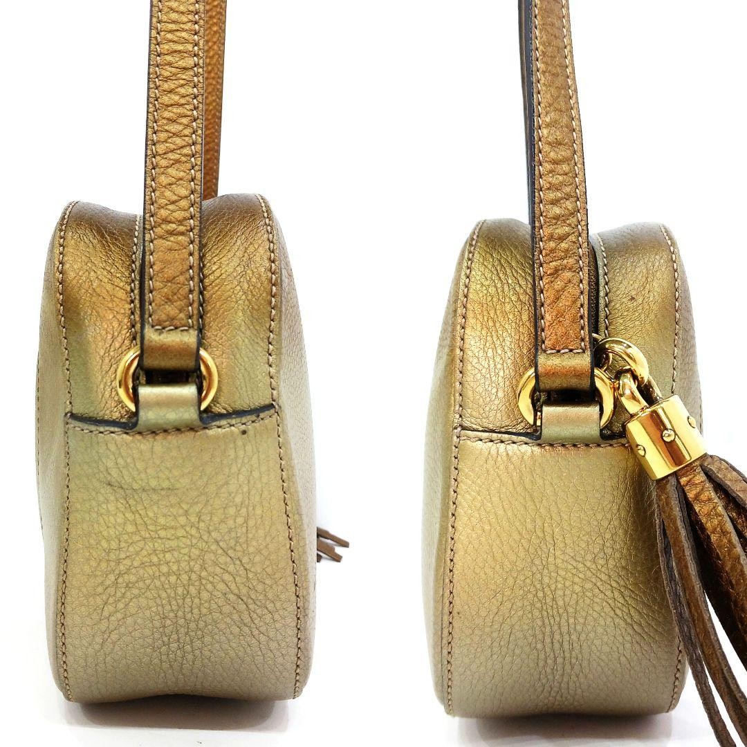 GUCCI Soho Small Disco Shoulder Bag Gold Leather W7.9xH6.1 in. Strap: 52.8″