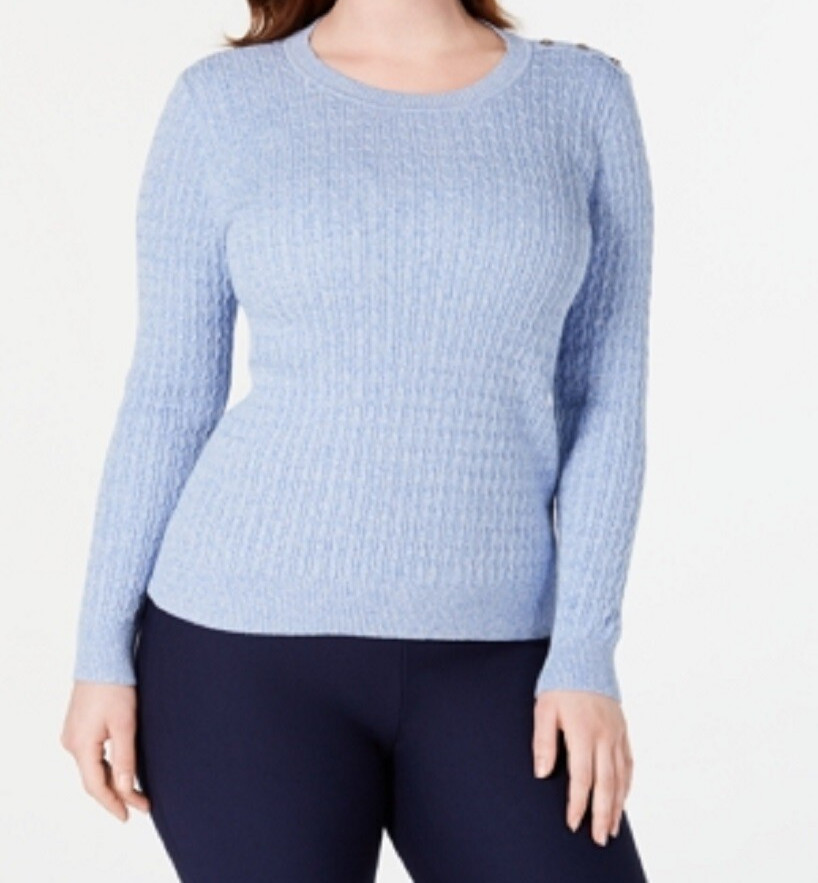 Karen Scott Women’s 100% Cotton Baby Cable-Knit Pullover Sweater, Assorted Color