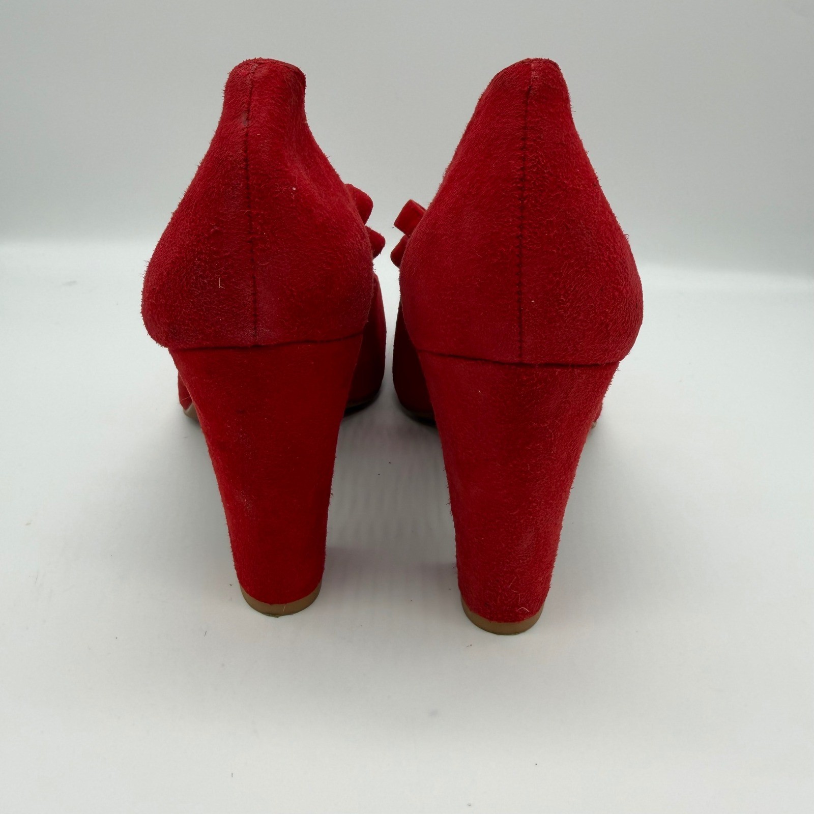 Gianni Bini Top Spot Red Suede Mary Jane Double Strap Block Heel Pumps Size 11M