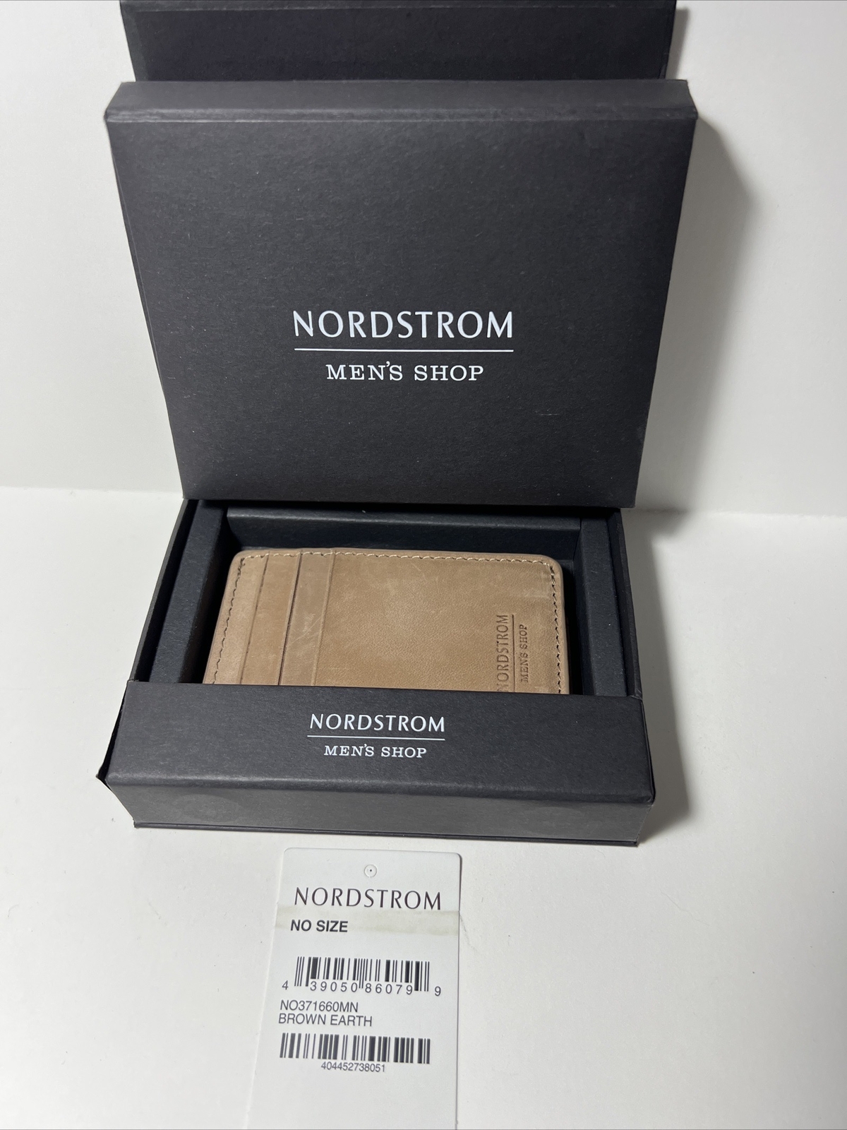NIB Nordstrom Men’s Shop CARD WALLET WITH MONEY CLIP Retail $49.50 BROWN EARTH