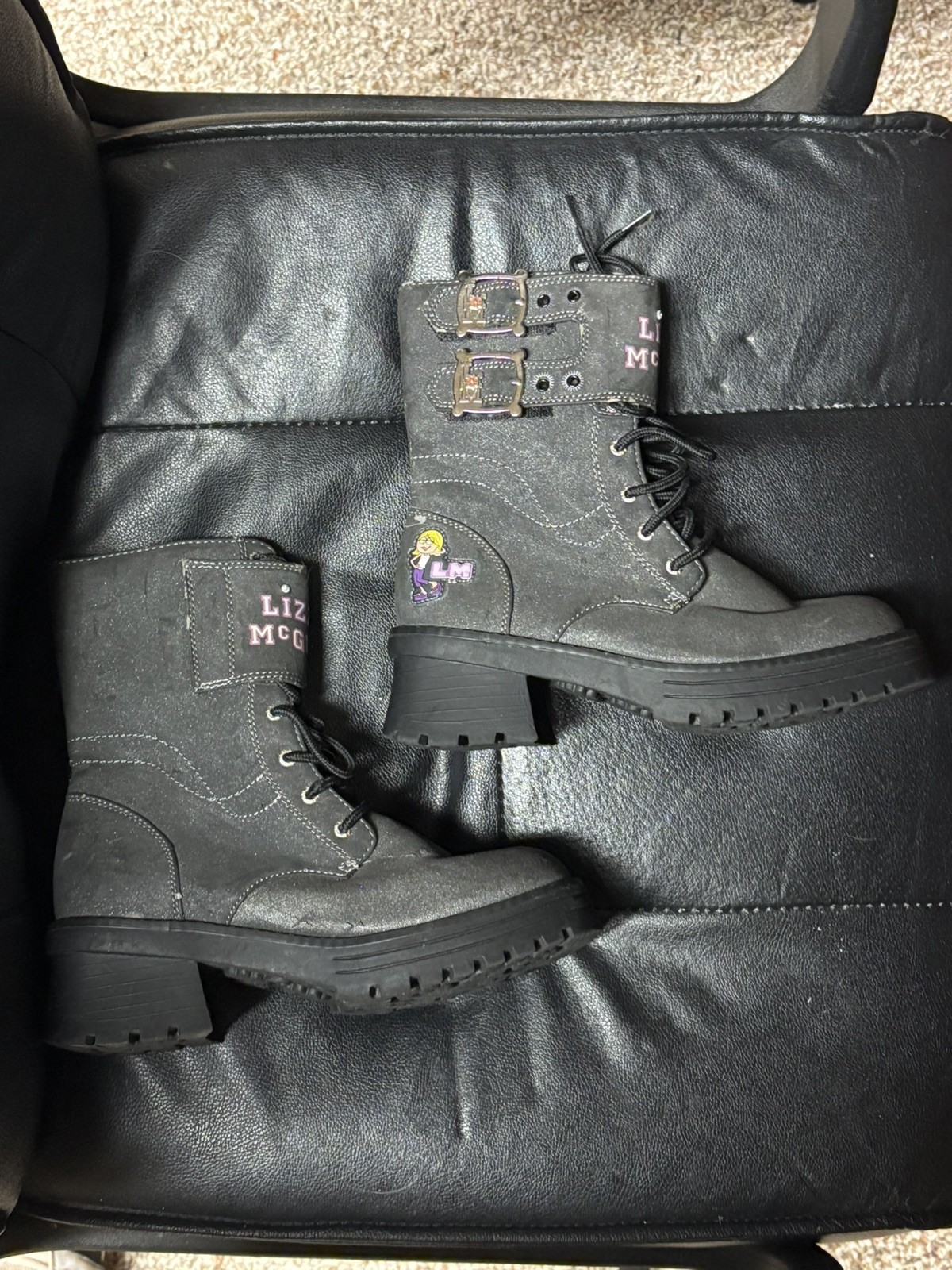 Y2K Lizzie McGuire bedazzled strap boots womens 2.5 vintage Disney Hillary duff