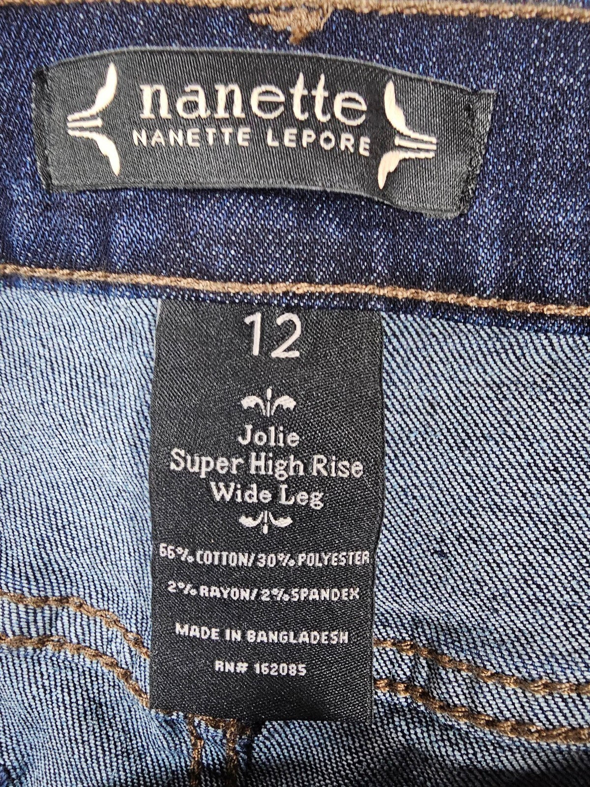 Nanette Lepore Jolie Super High Rise Wide Leg Jeans. Size 12. Americana